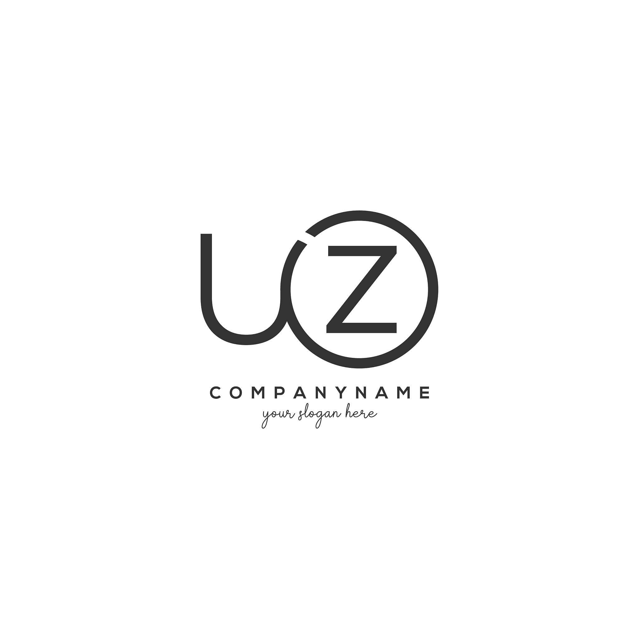 initial uz letter logo with circle template