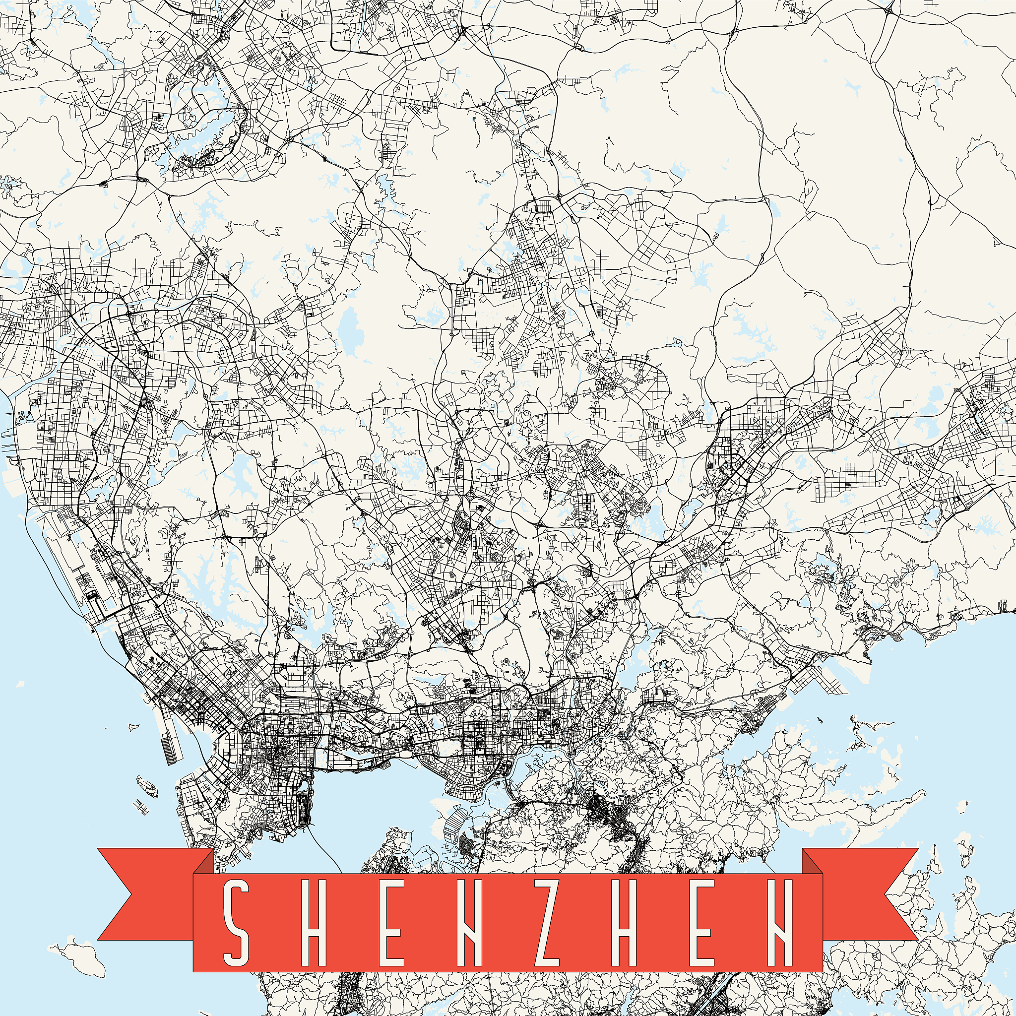 shenzhen, china vector map