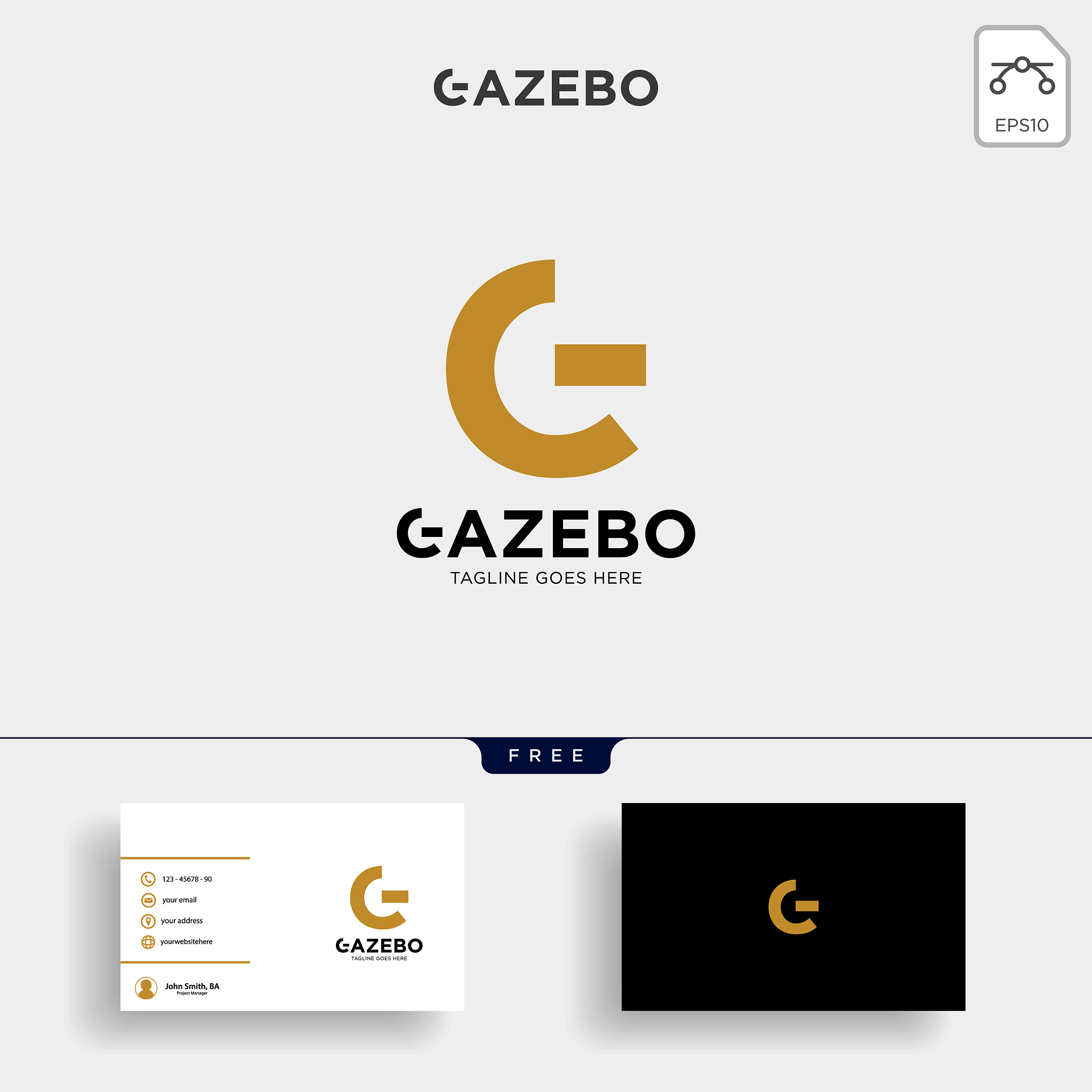 gold letter g creative logo with business card