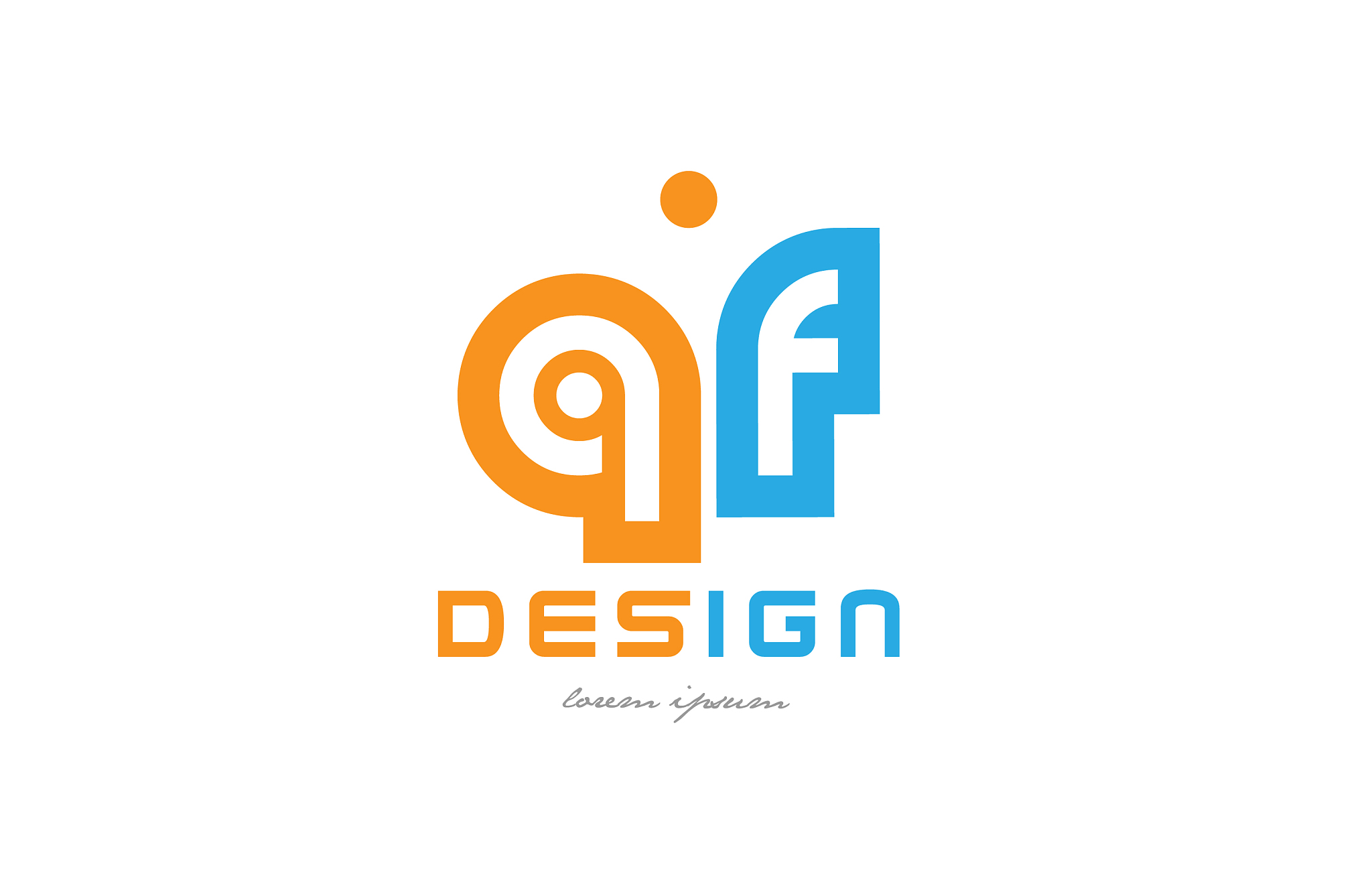 qf q f orange blue alphabet letter logo