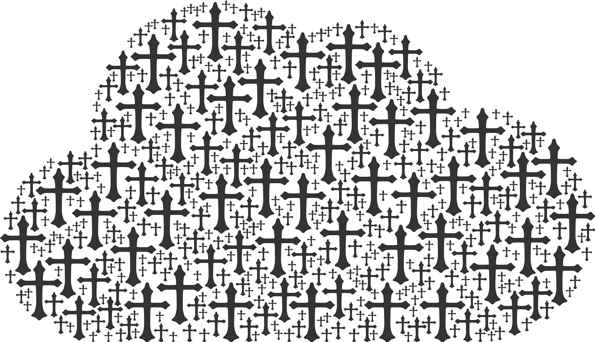 cloud composition of christian cross icons