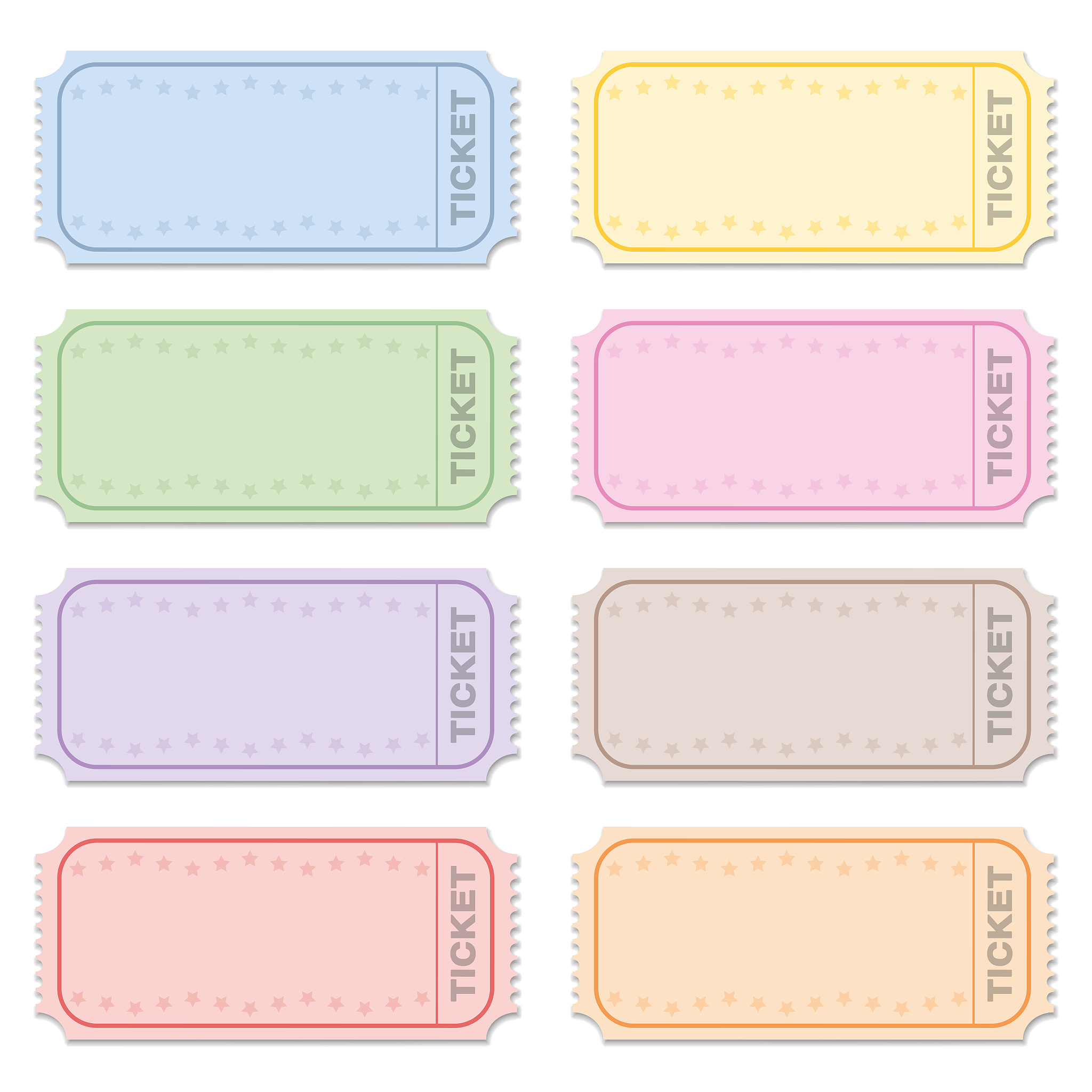 strip tickets, blank raffle tickets, different colors. for tombo