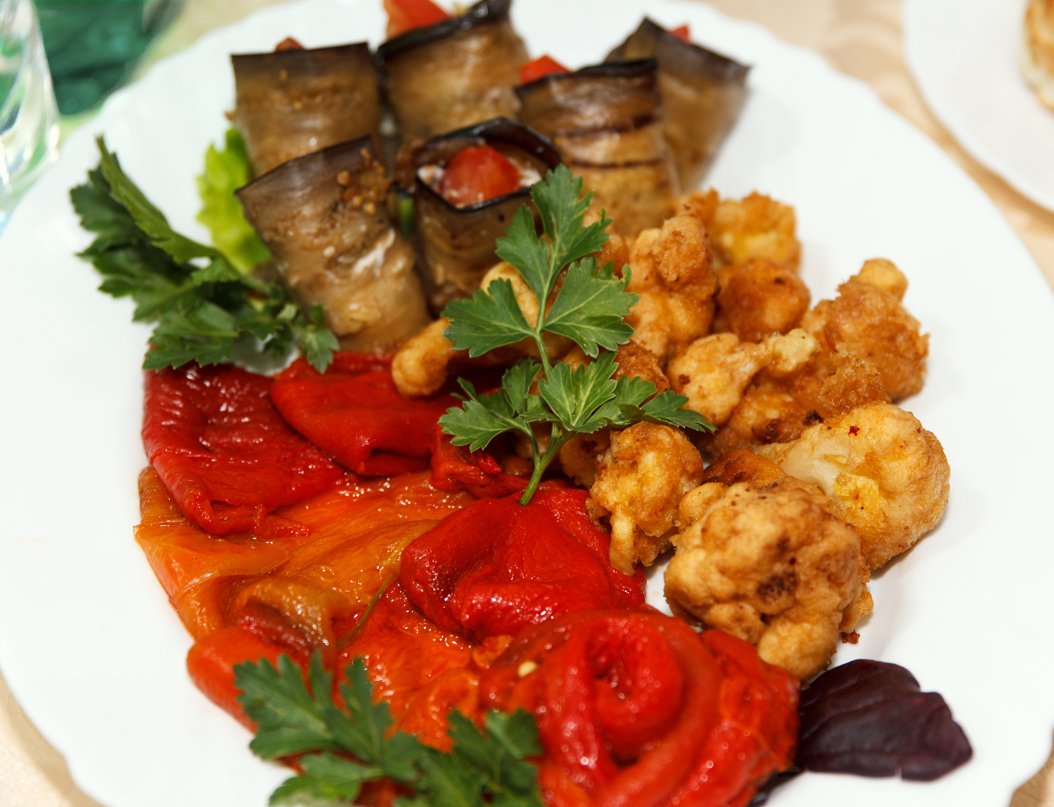 snack plate with baked vegetables