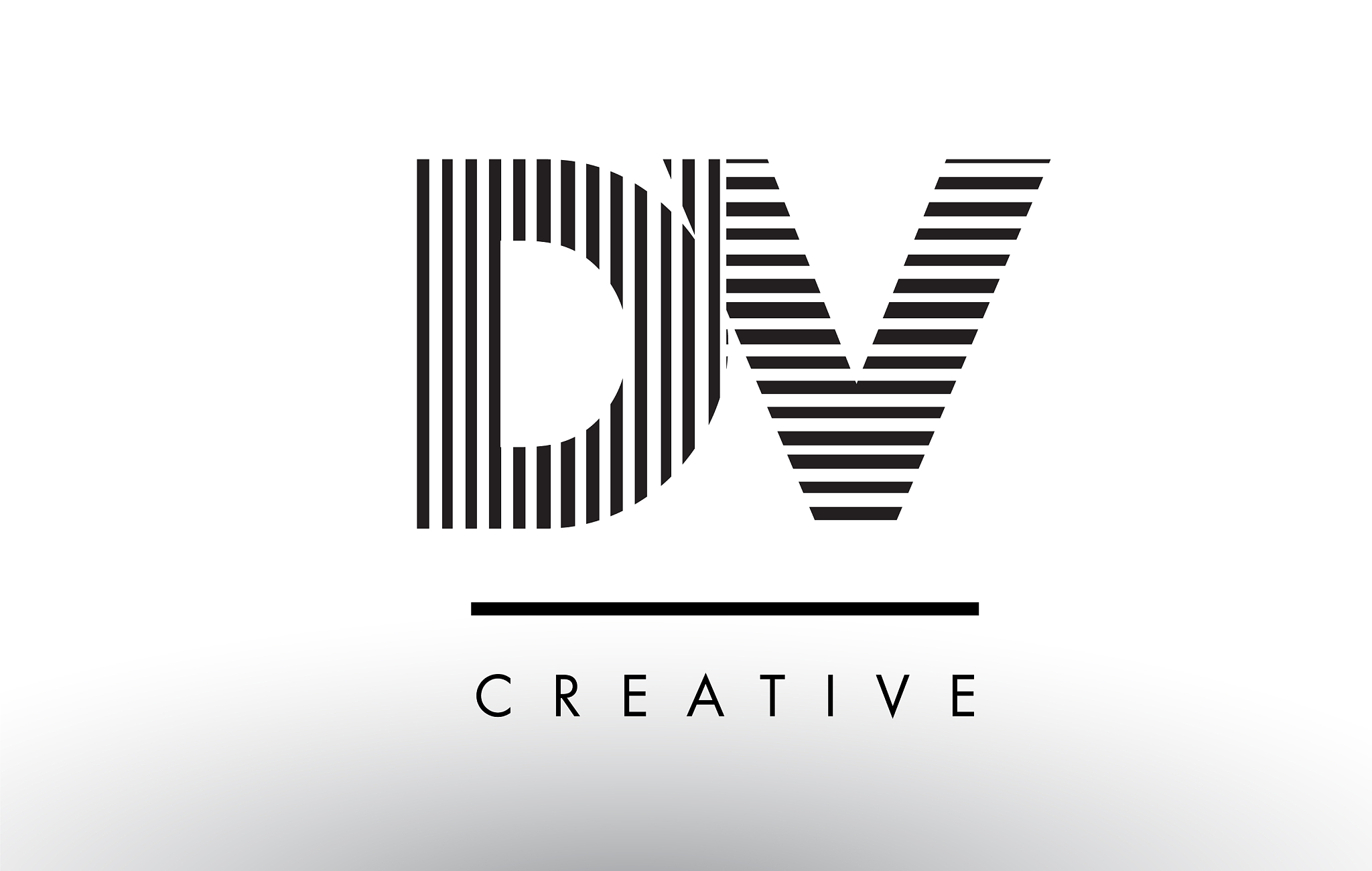 dv d v black and white lines letter logo design