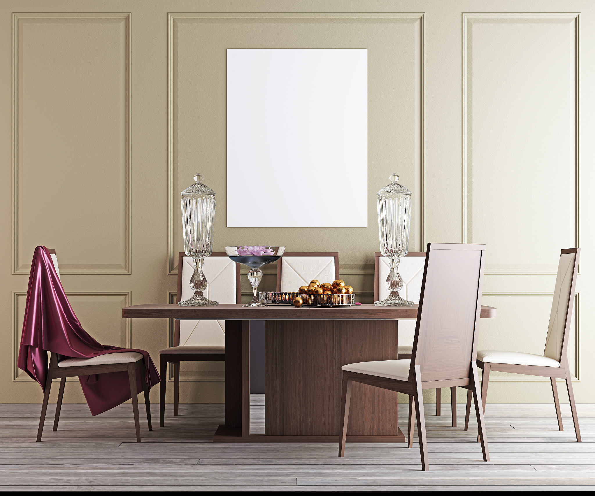 mock up poster in dining room, modern background