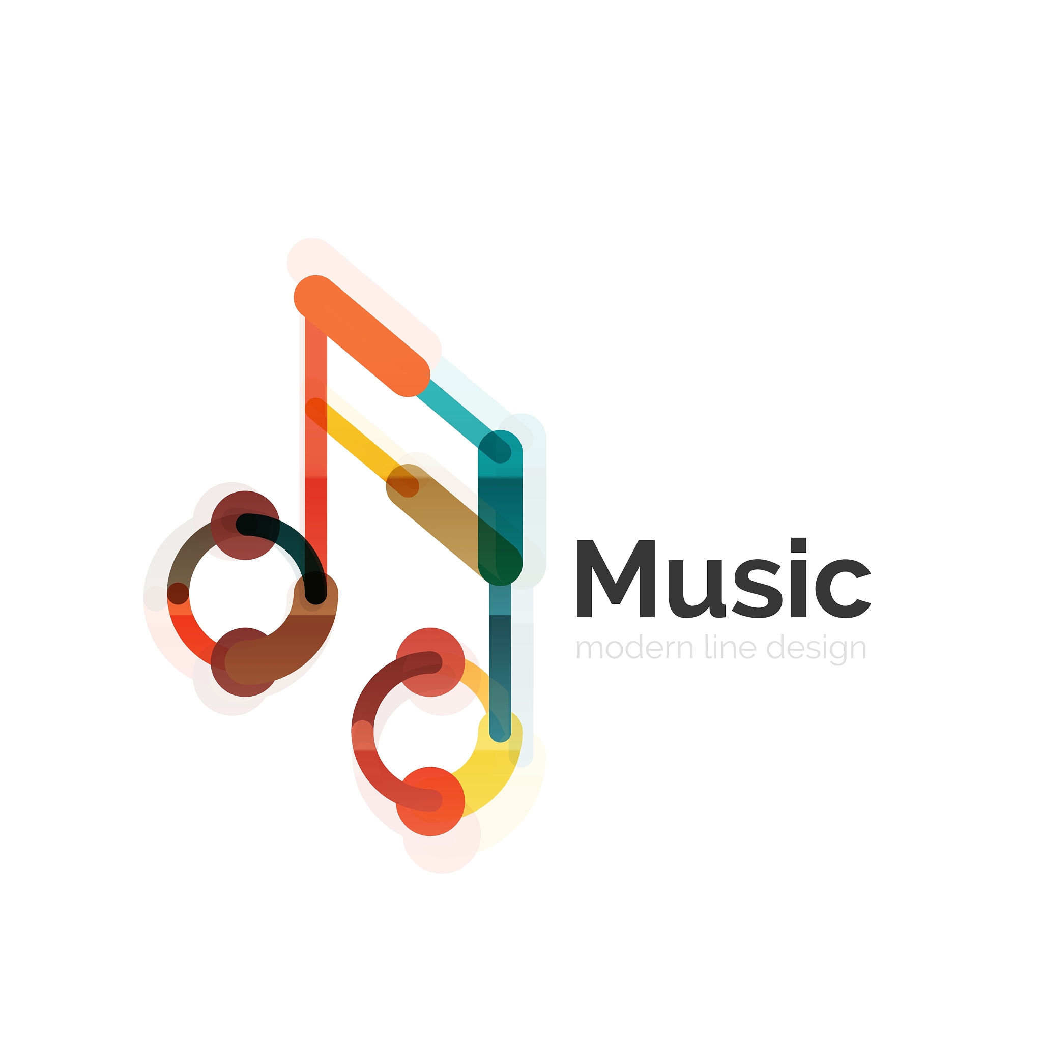 music note logo flat thin line geometric design