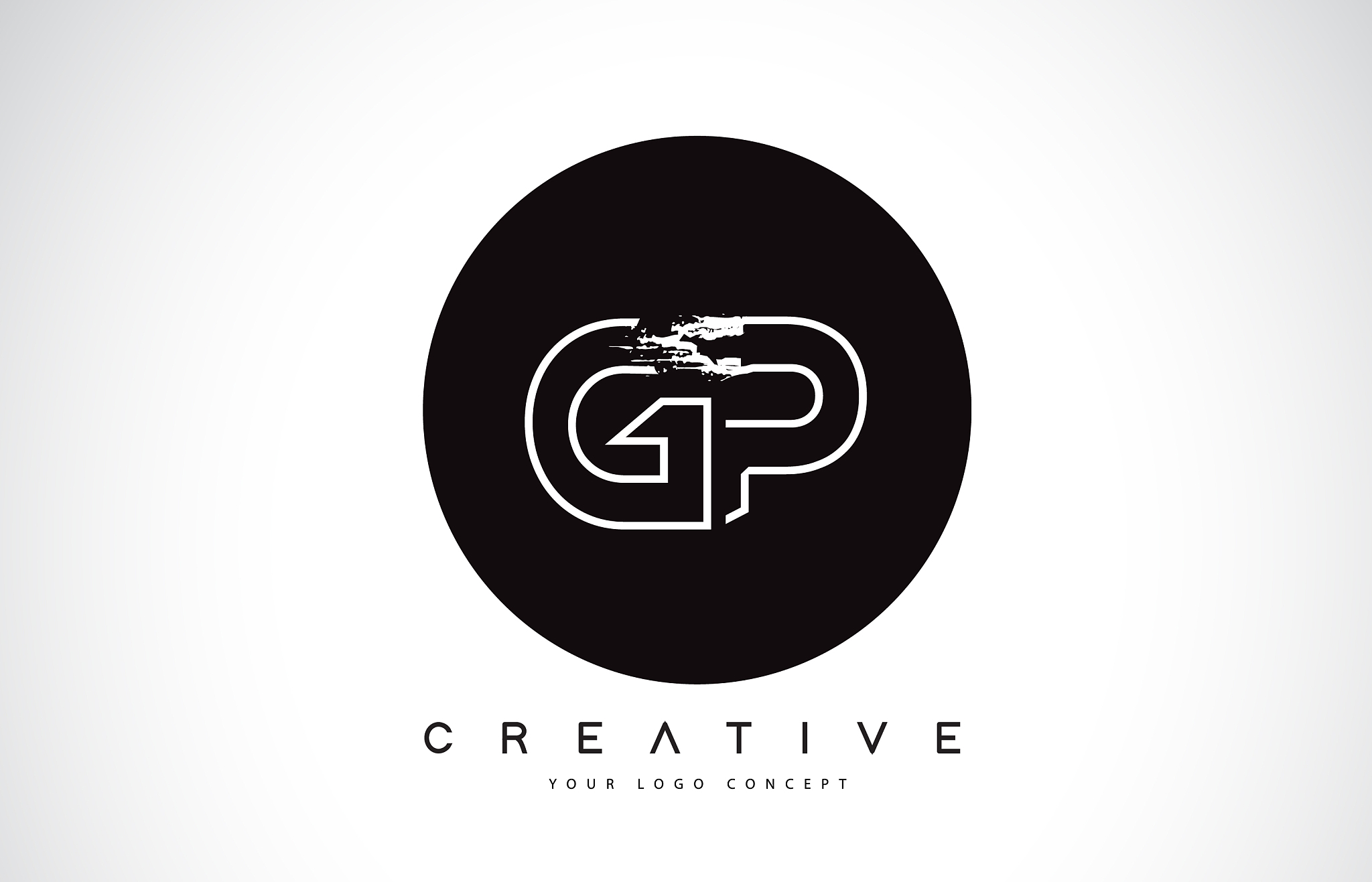 gp modern leter logo design with black and white