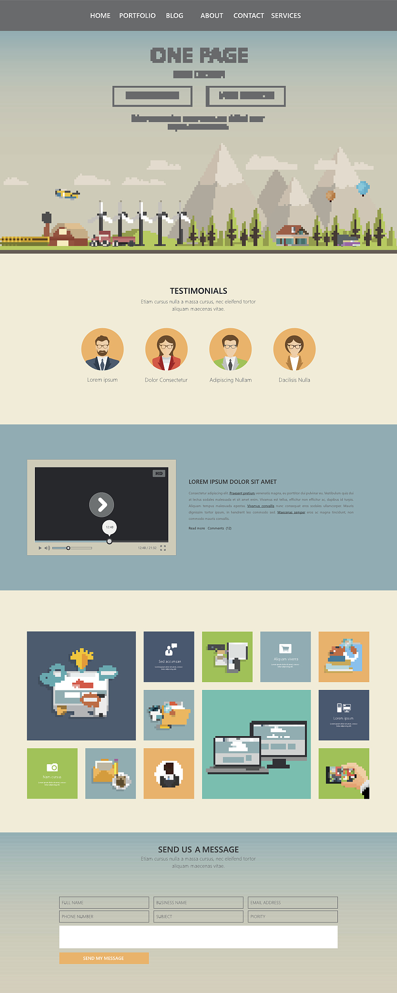 one page website interface template