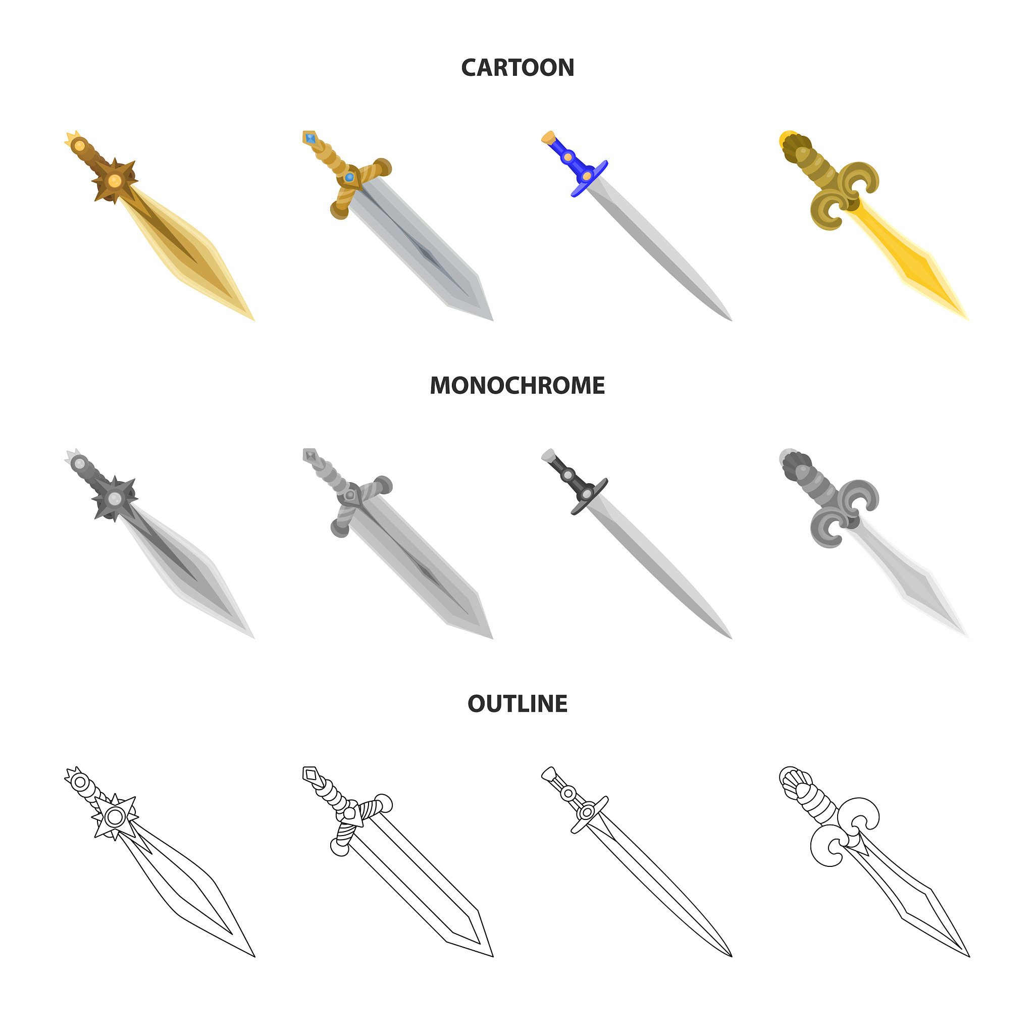 design of game and armor icon collection