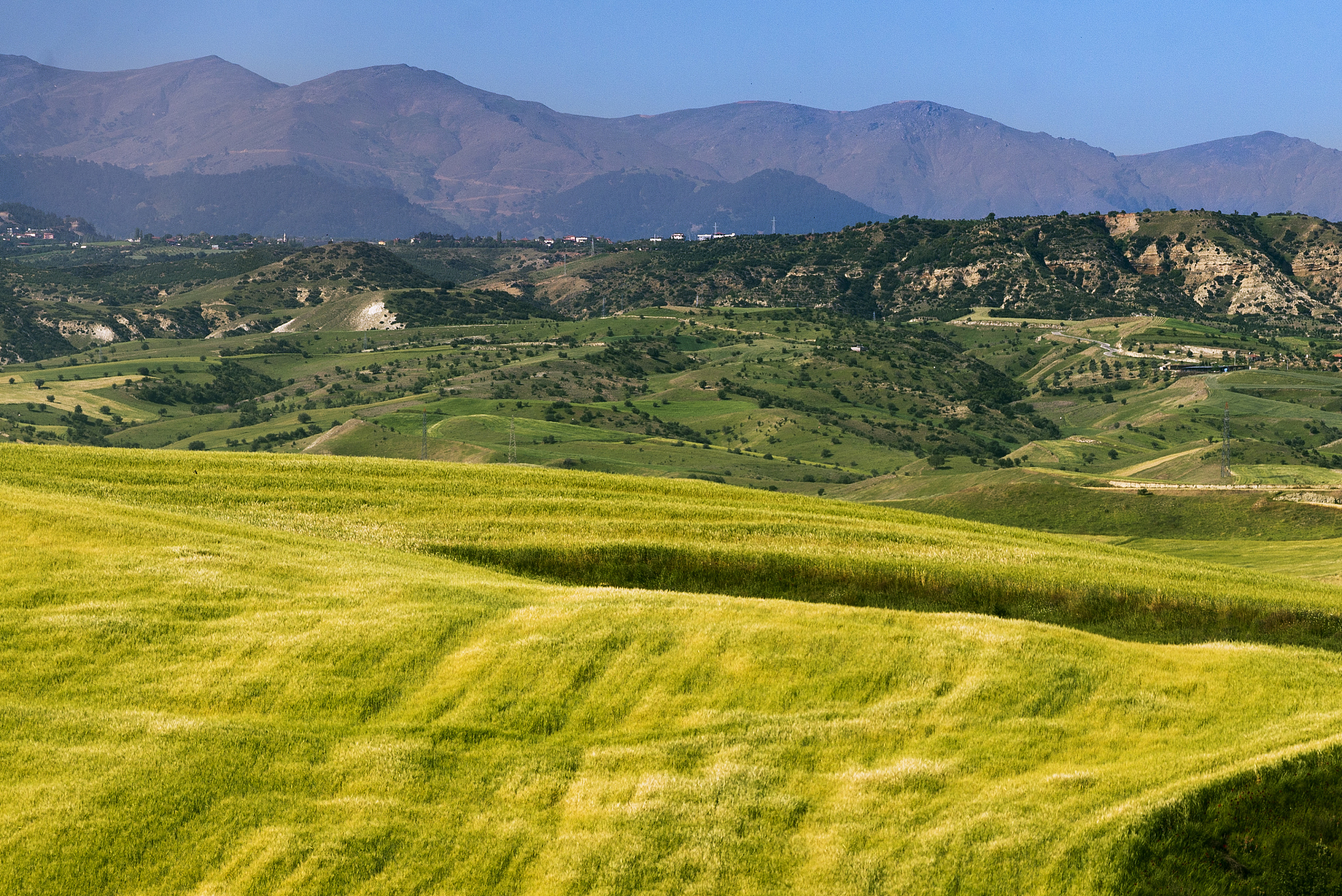 landscape with mountains and hills.