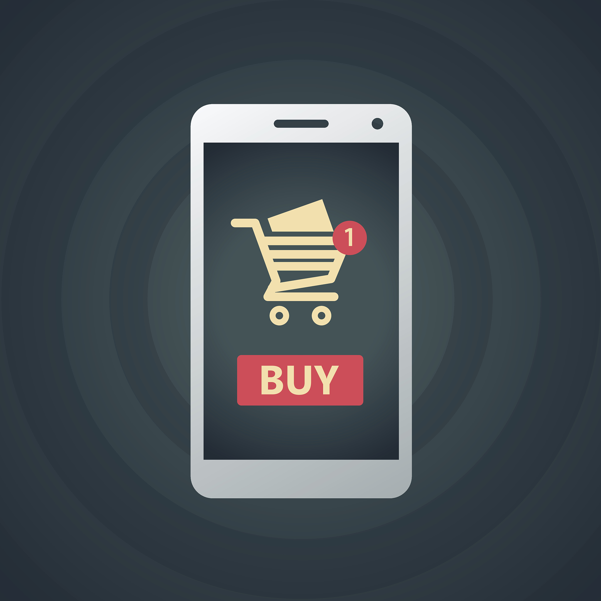 online shopping cart with smart phone