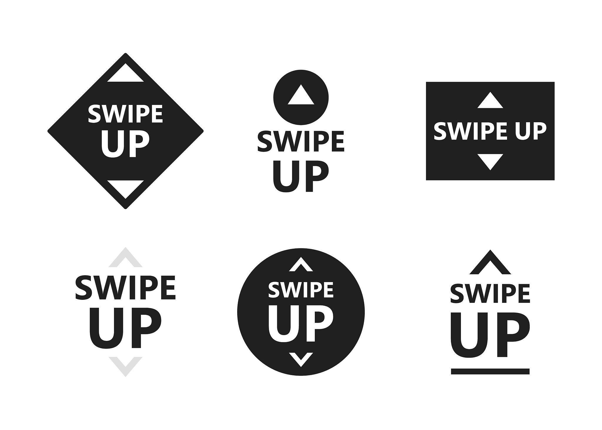 swipe up icon set isolated on white background