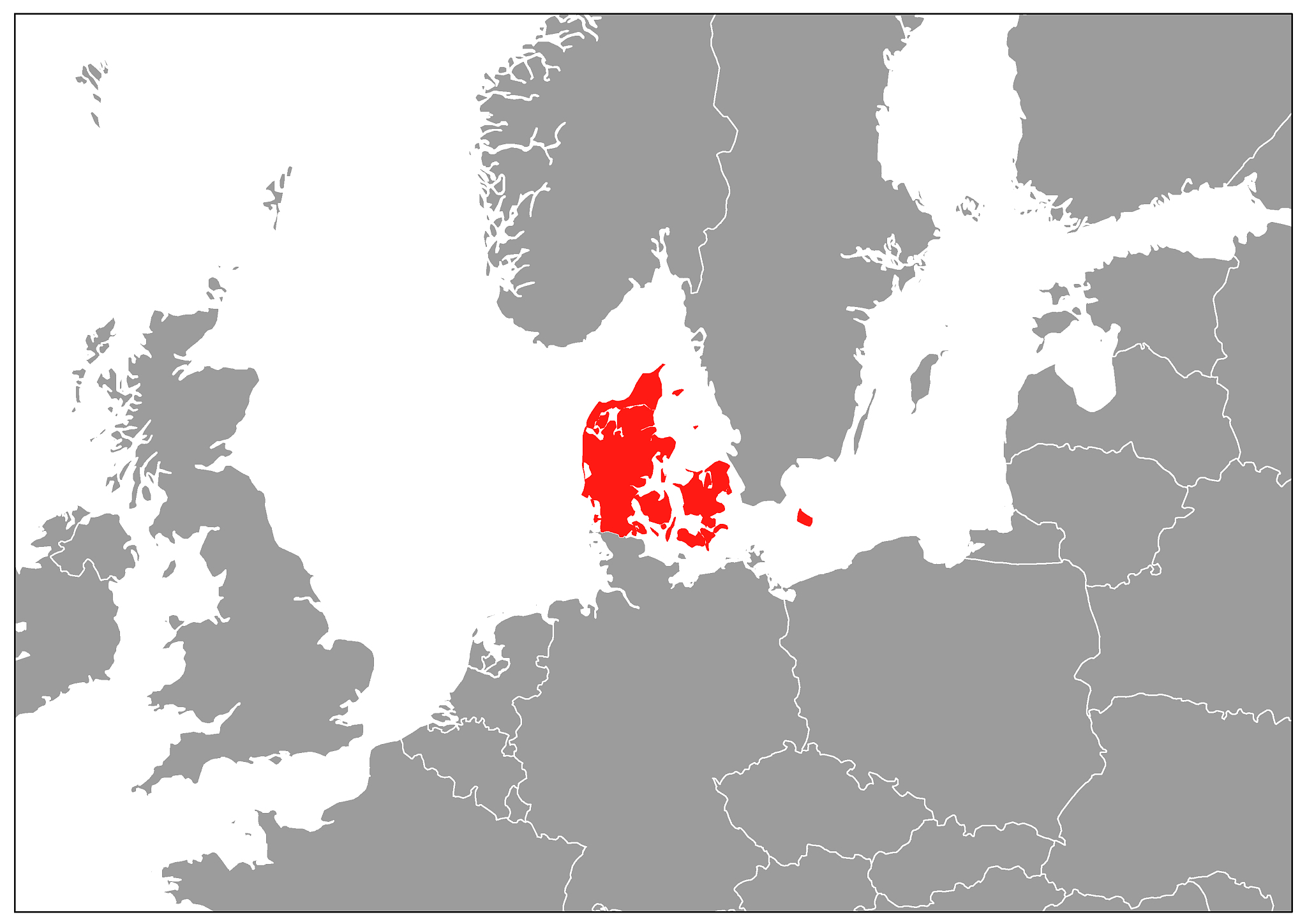 denmark map on gray base