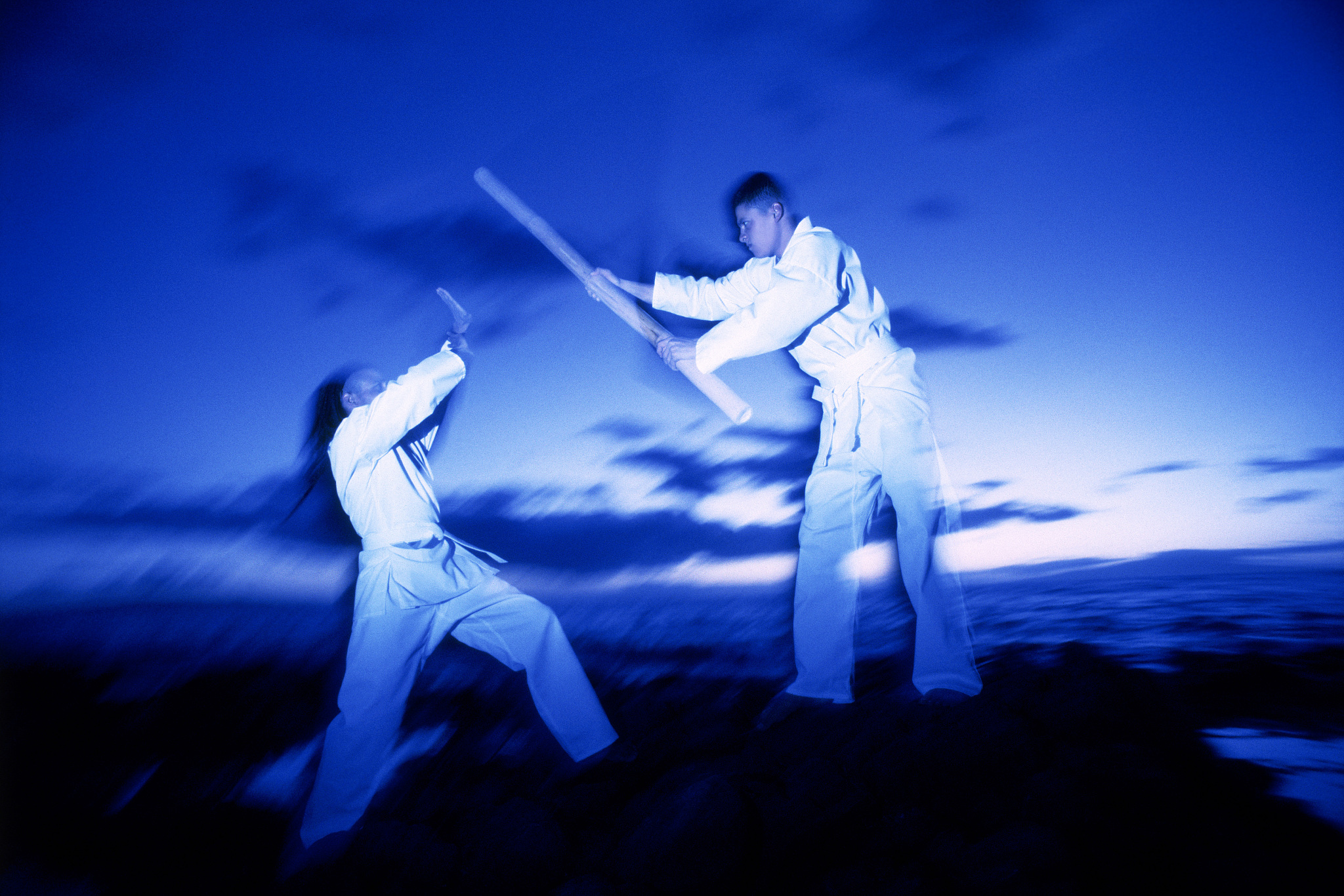 martial arts students fighting