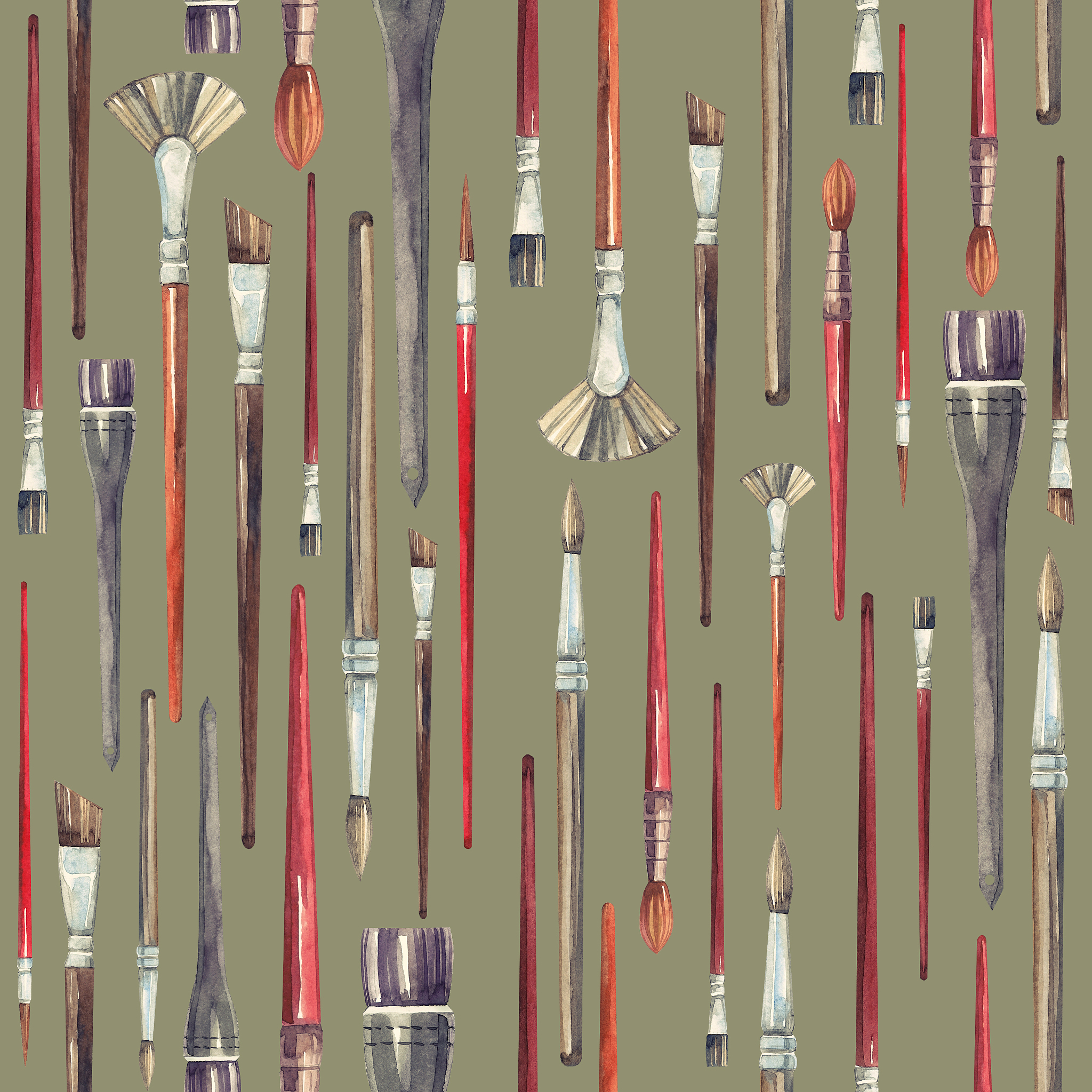 artist brush pattern on brown background.