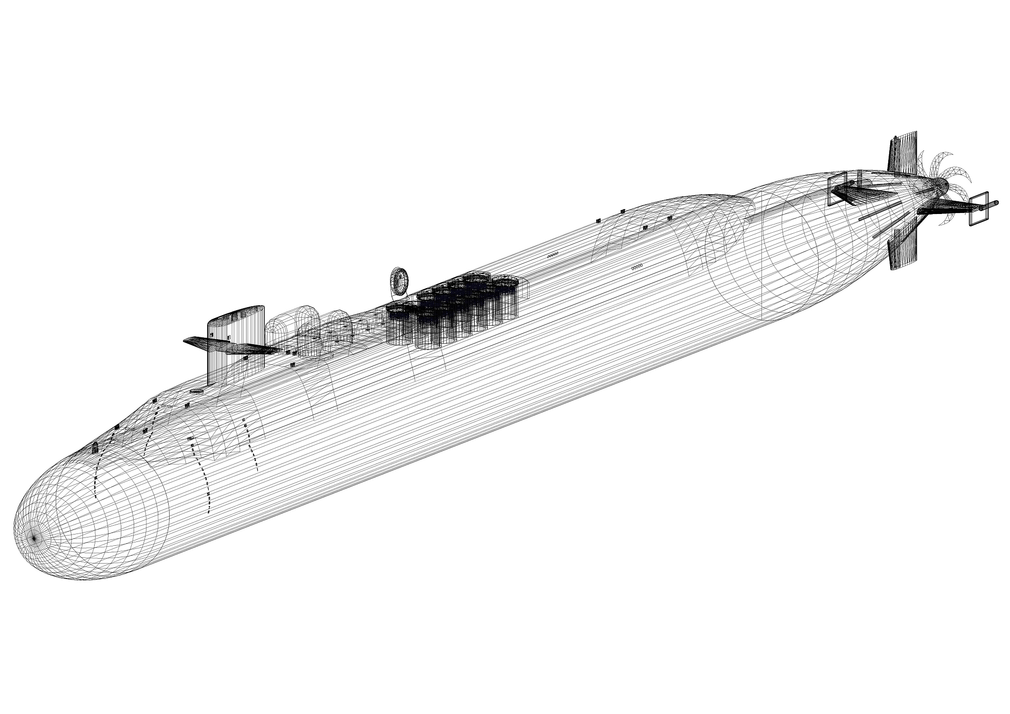 submarine architect blueprint - isolated