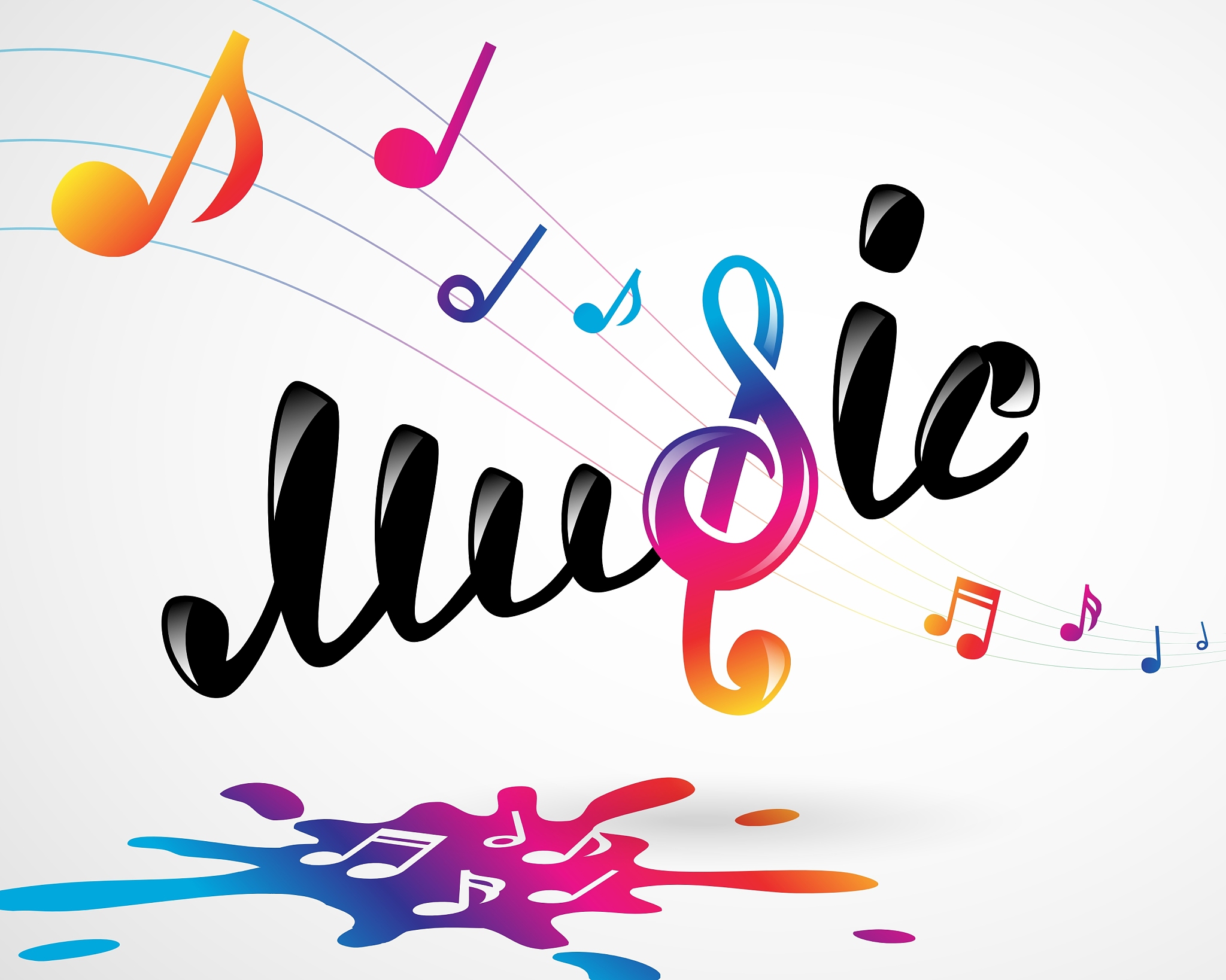 colorful music logo on white