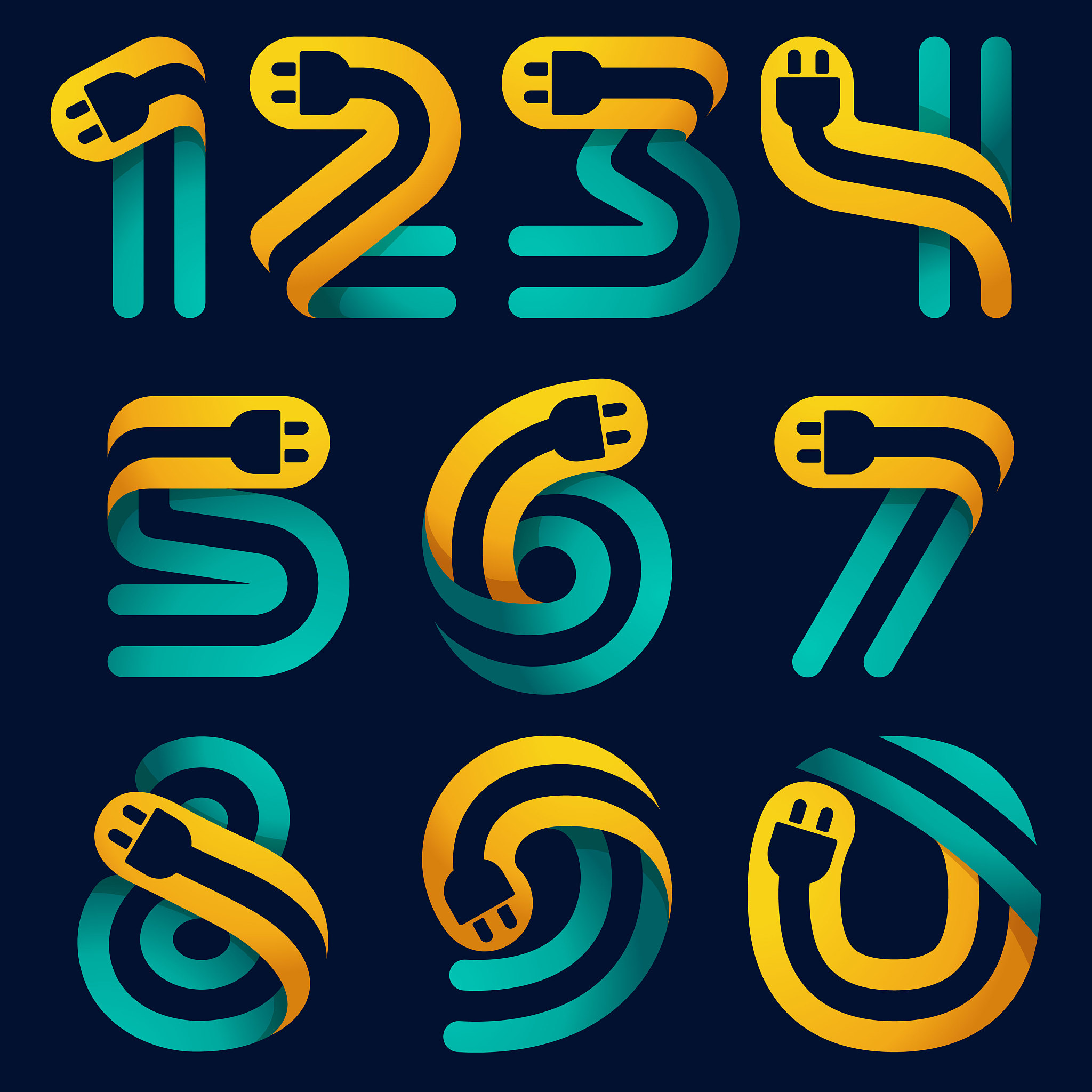 numbers set with plug cable inside.