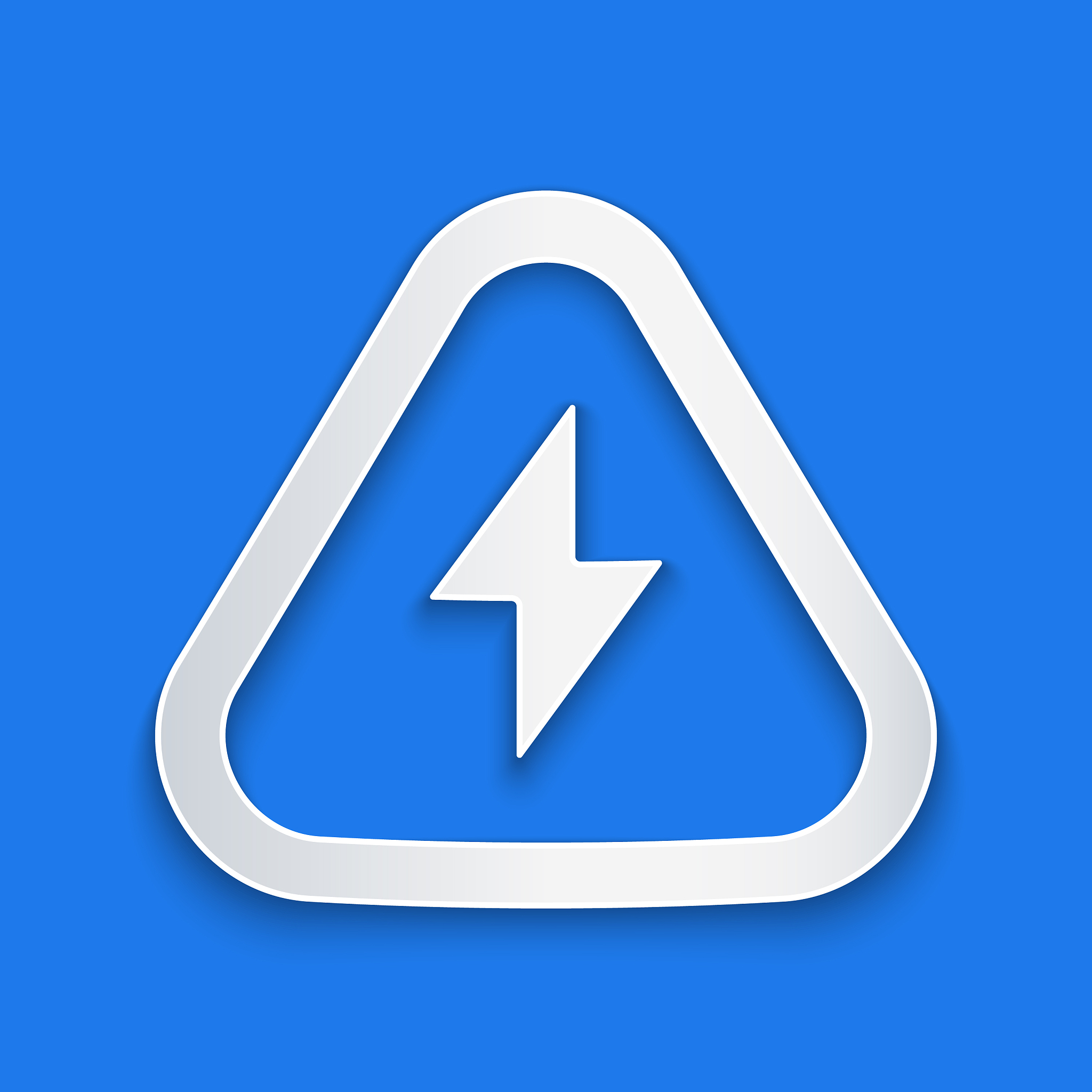 paper cut high voltage icon isolated on blue
