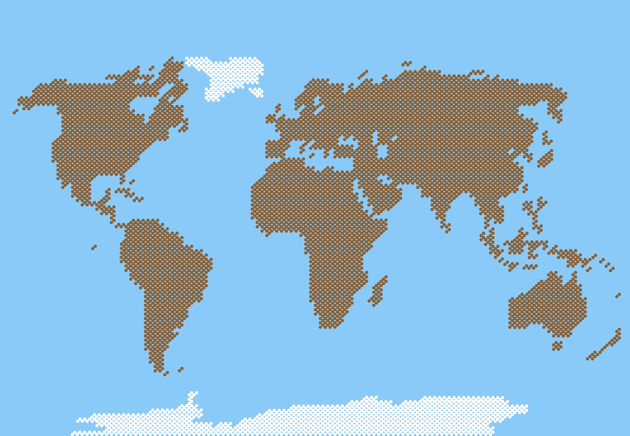 vector map of the world. oceans and continents on a flat project