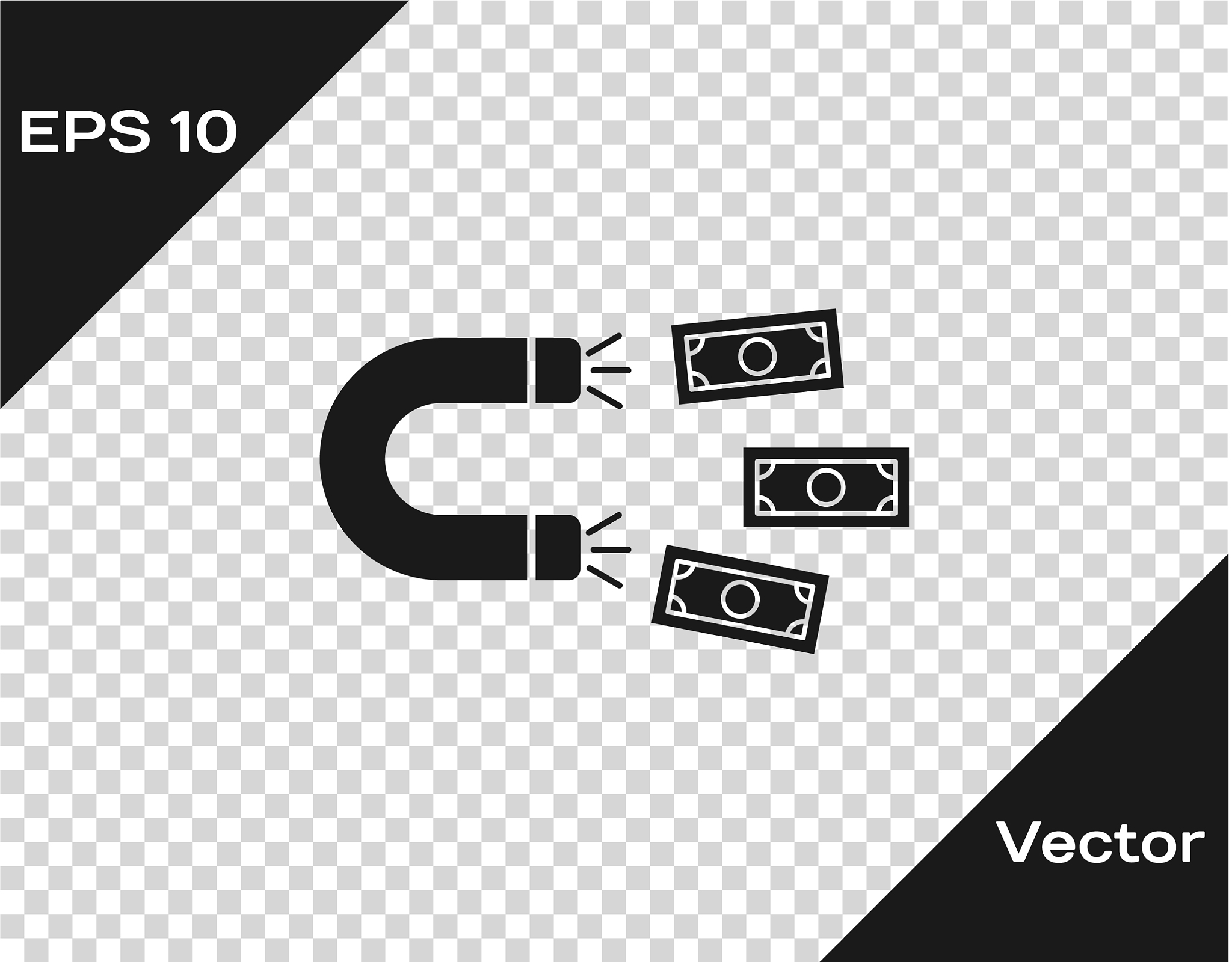 grey magnet with money icon isolated on