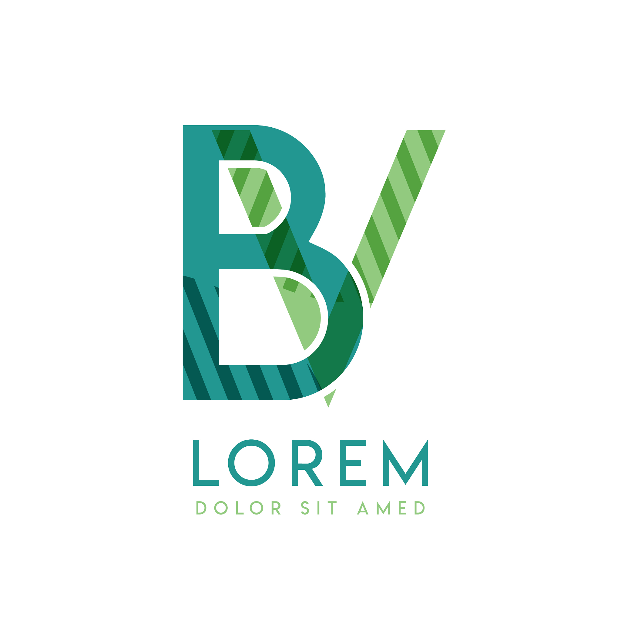 vb luxury logo design with green and dark green