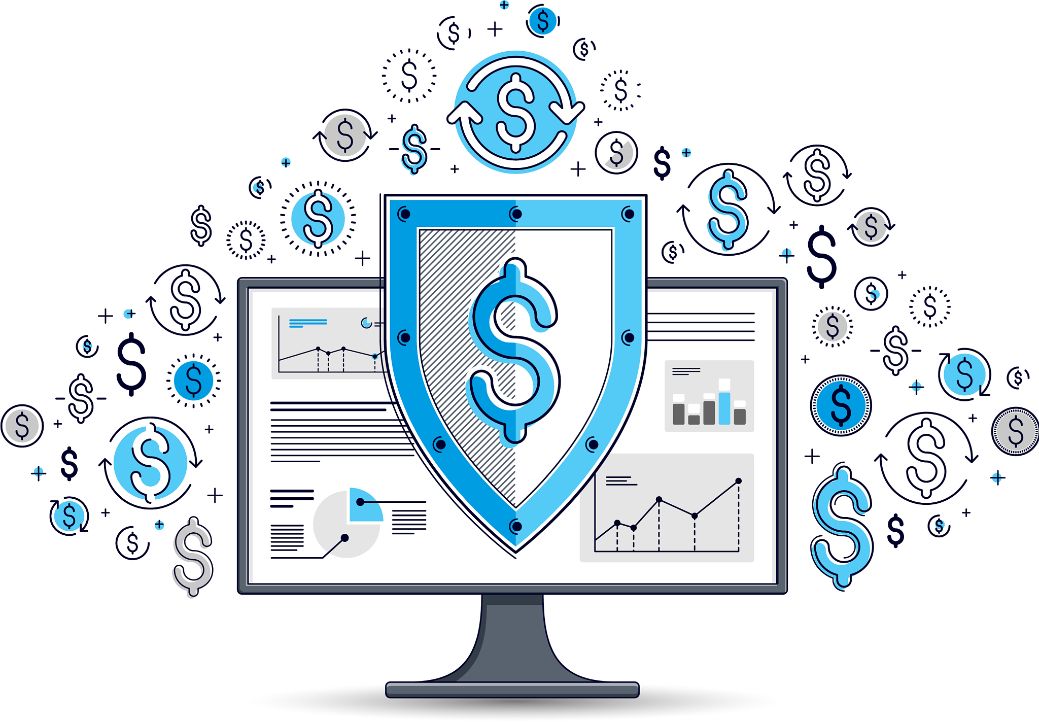 shield over computer monitor and dollar set of