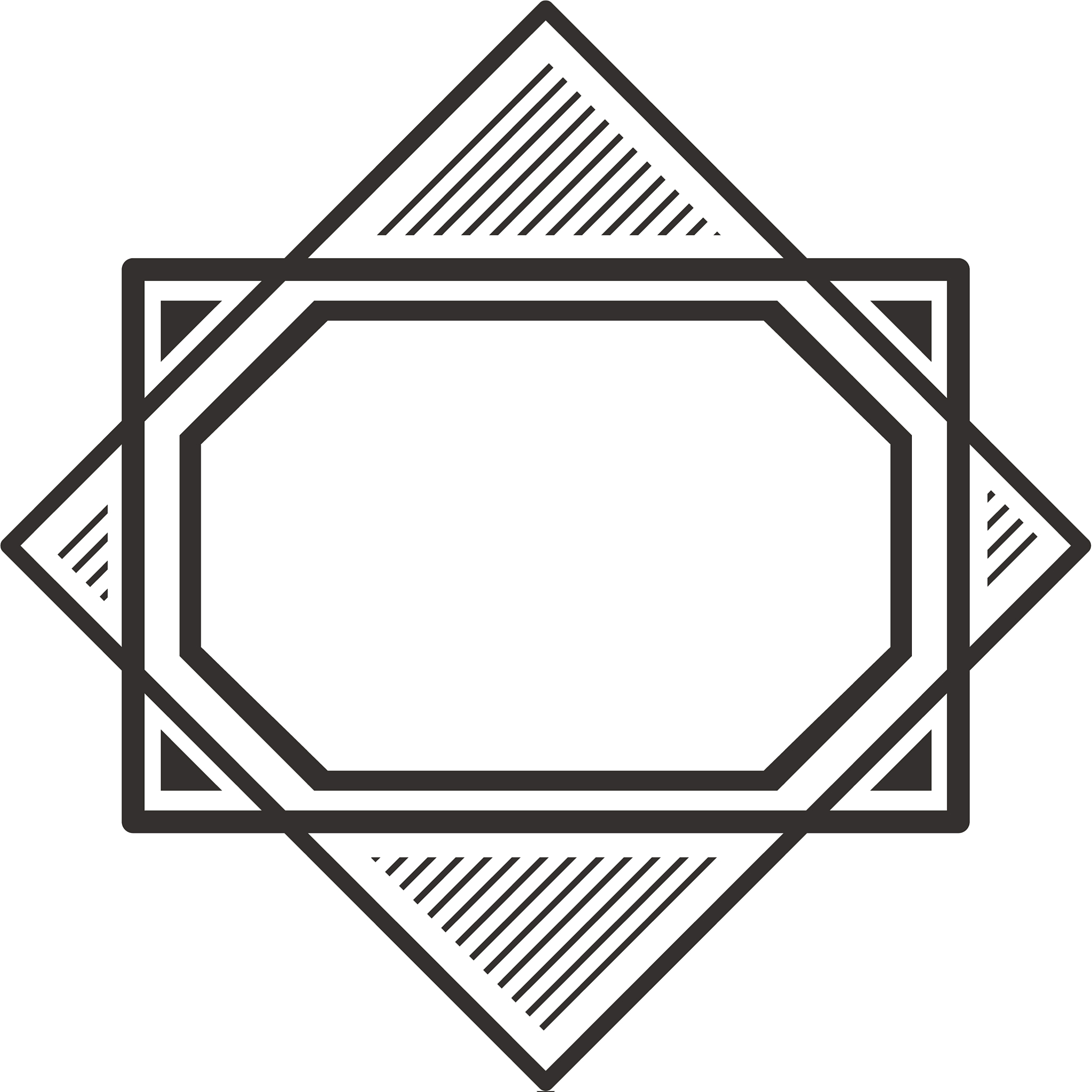 菱形框架的构成：四条直线和四个三角形