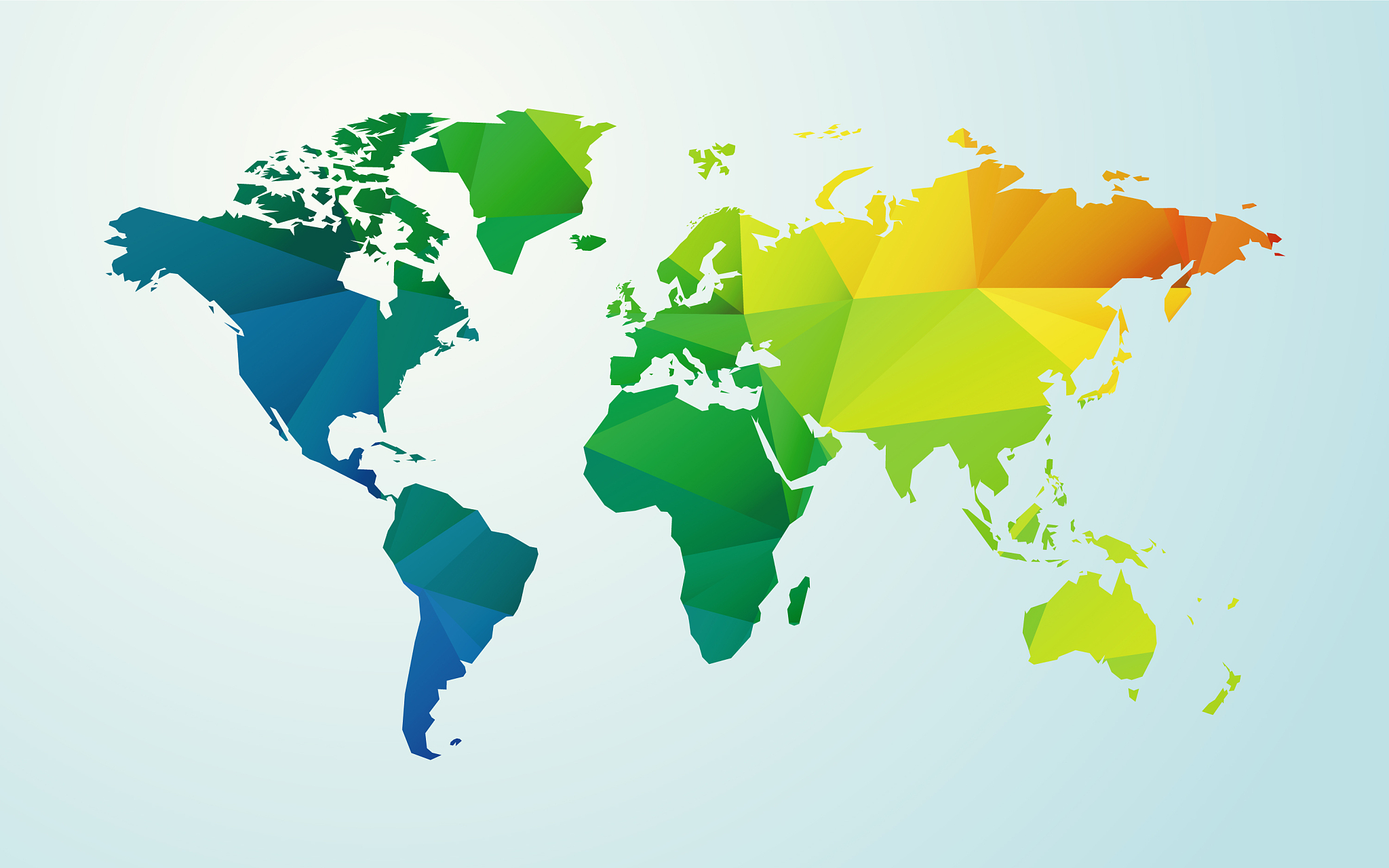 modern map of world color geometric shape