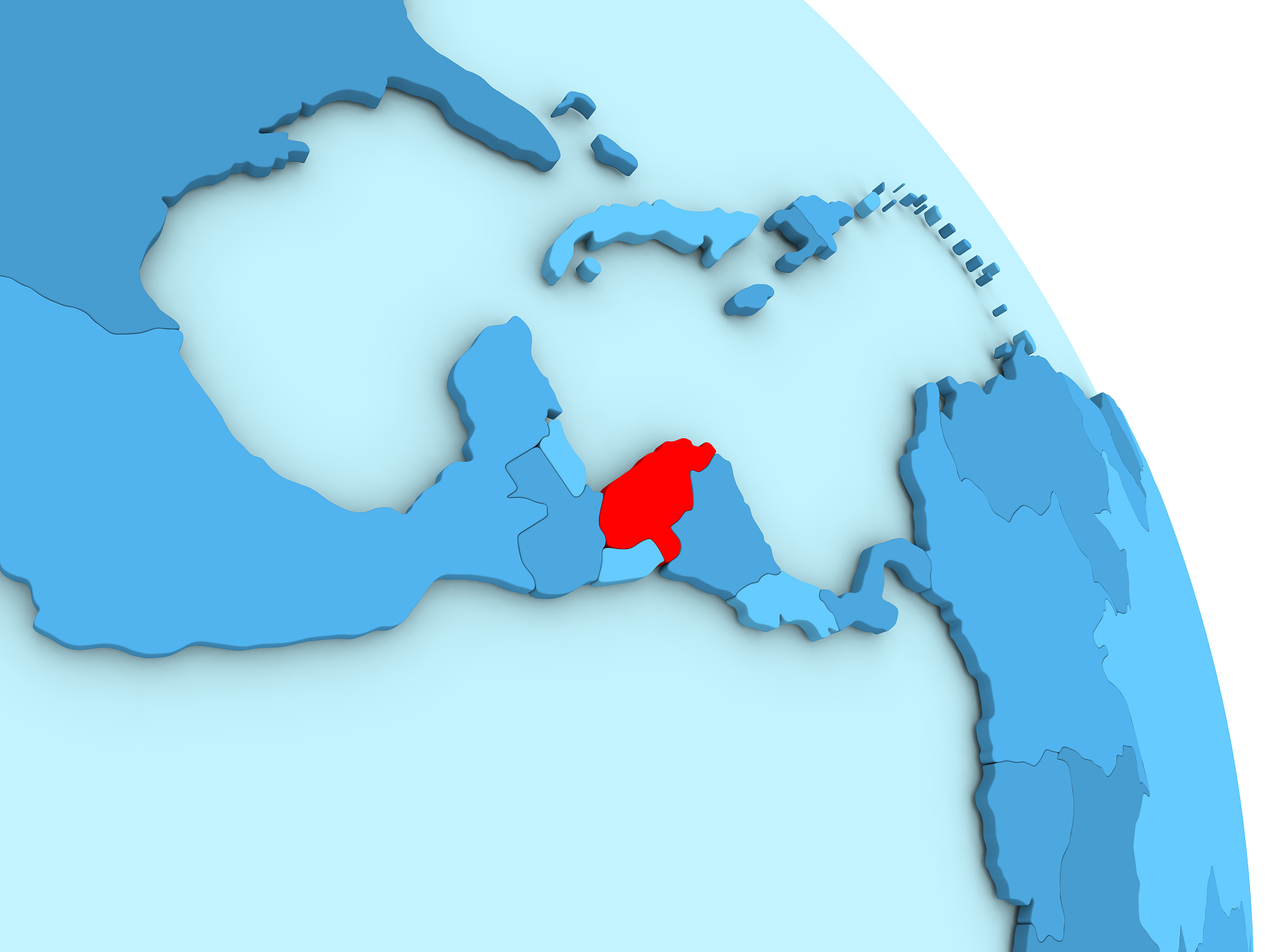 honduras on blue political globe