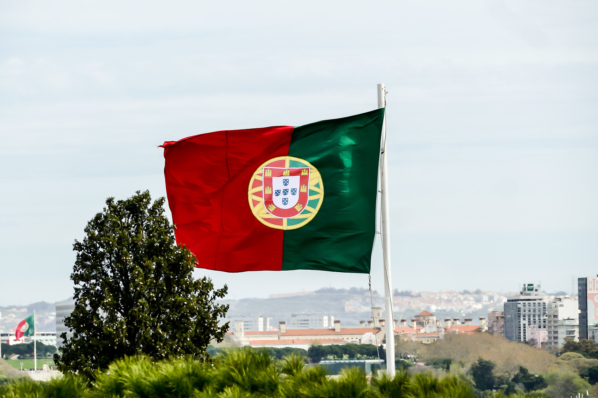 flag of turkey, in lisbon capital city of portugal