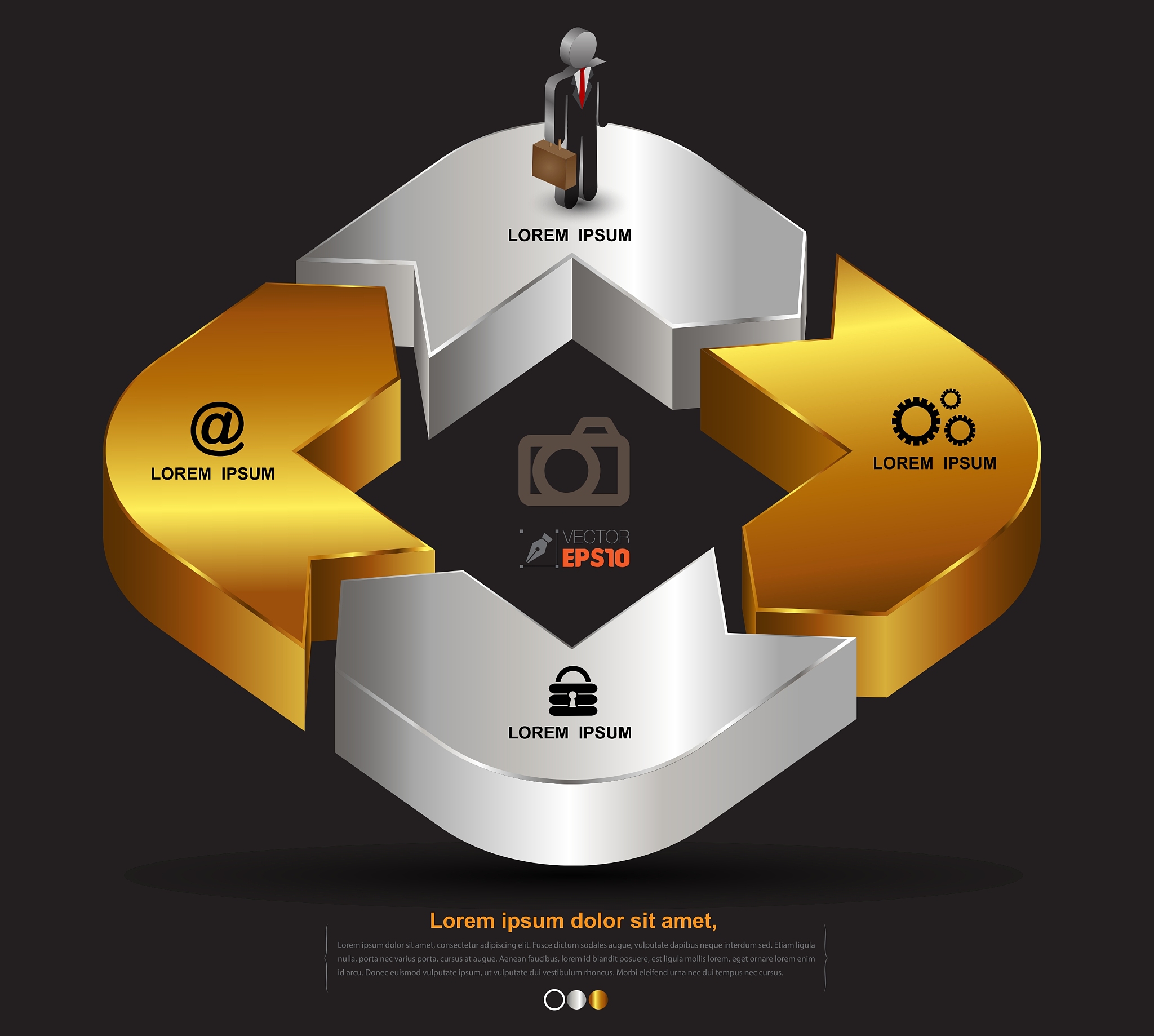 business template 3d with icons