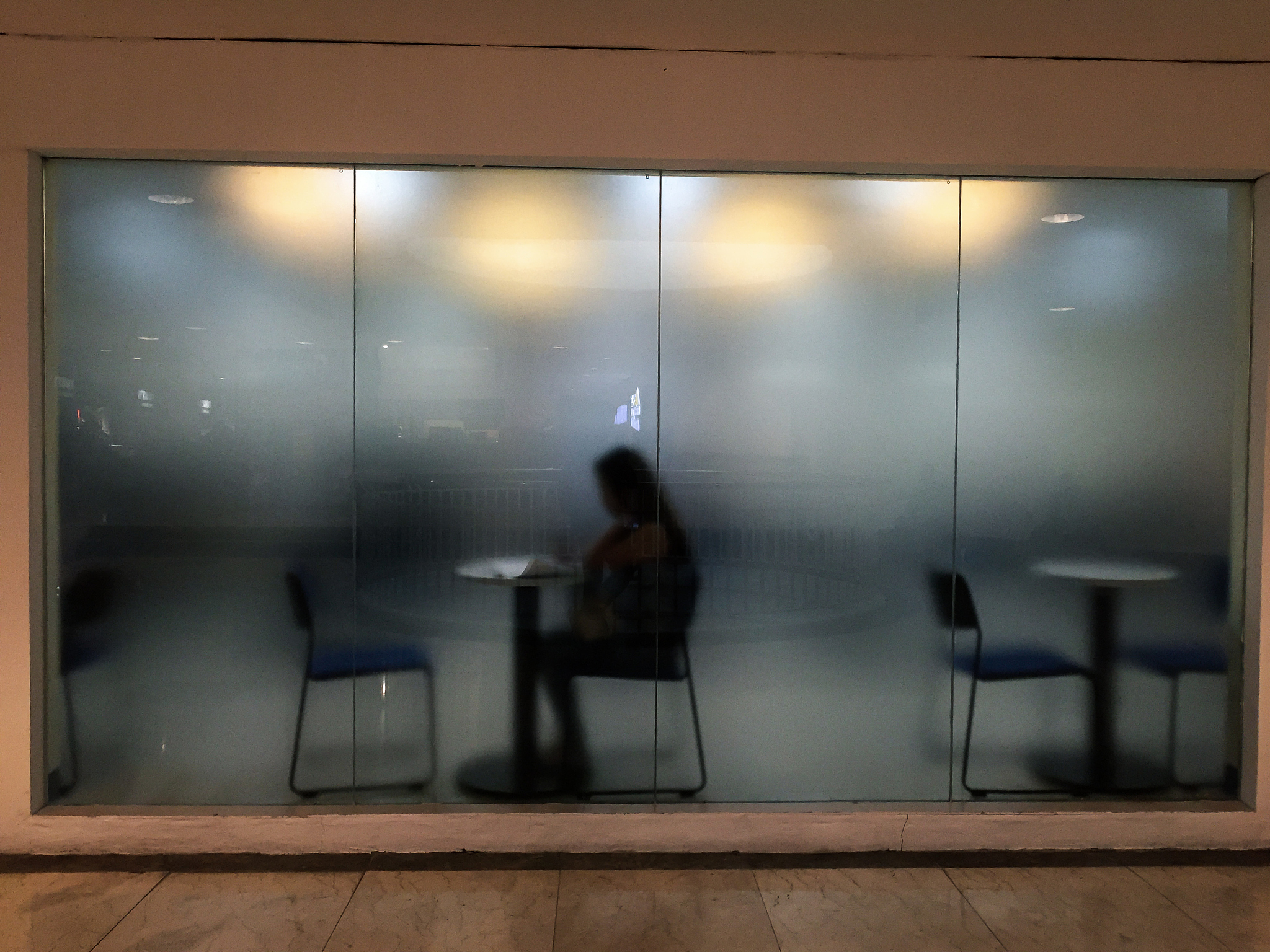 reflection of woman seen through window