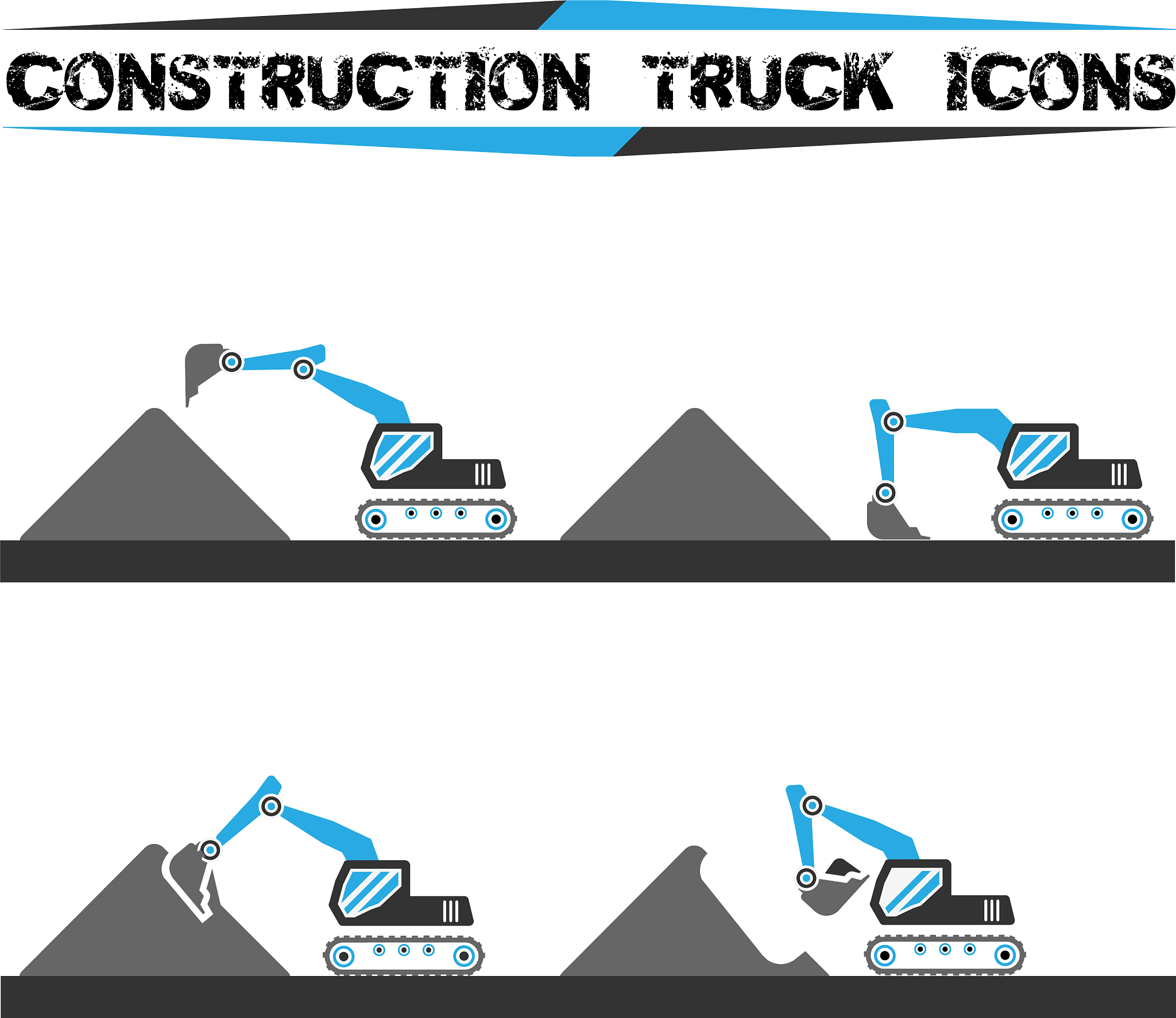 constructio truck icons set seven
