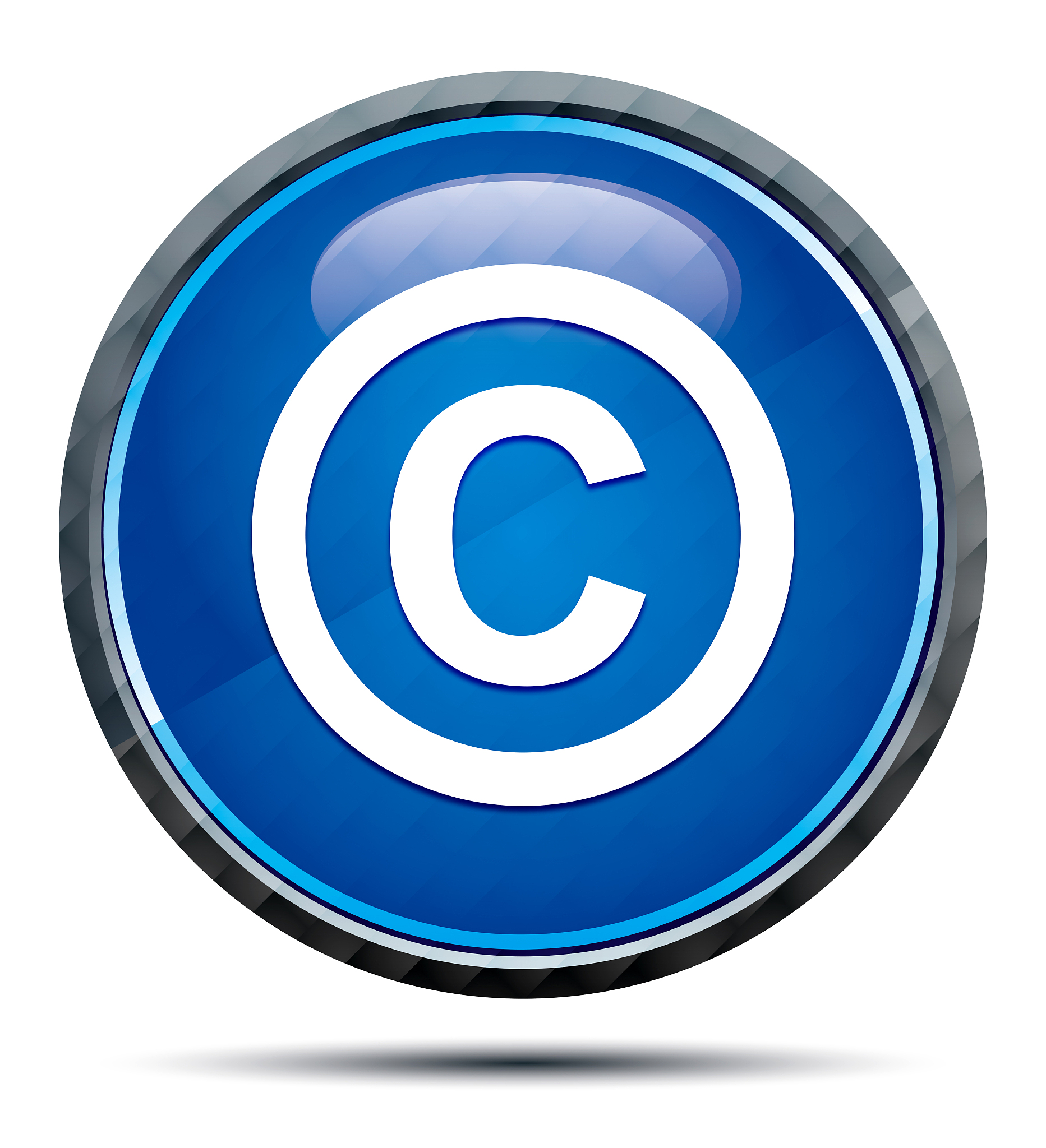 copyright symbol icon exclusive blue round button