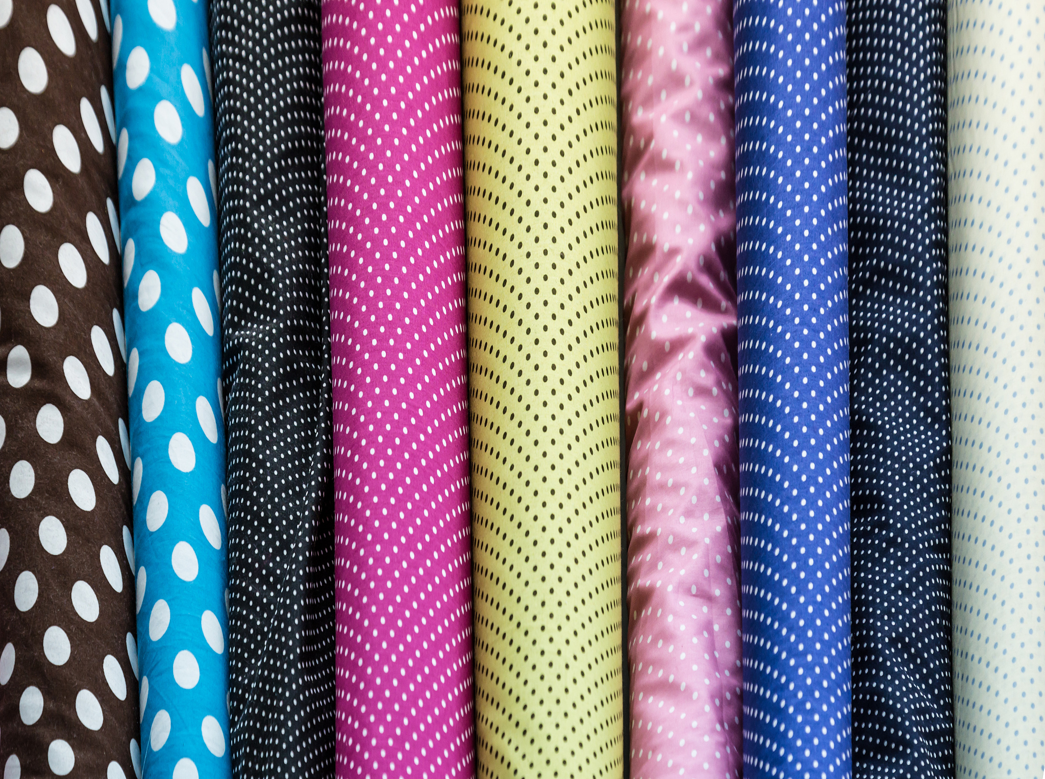 colorful fabric rolls