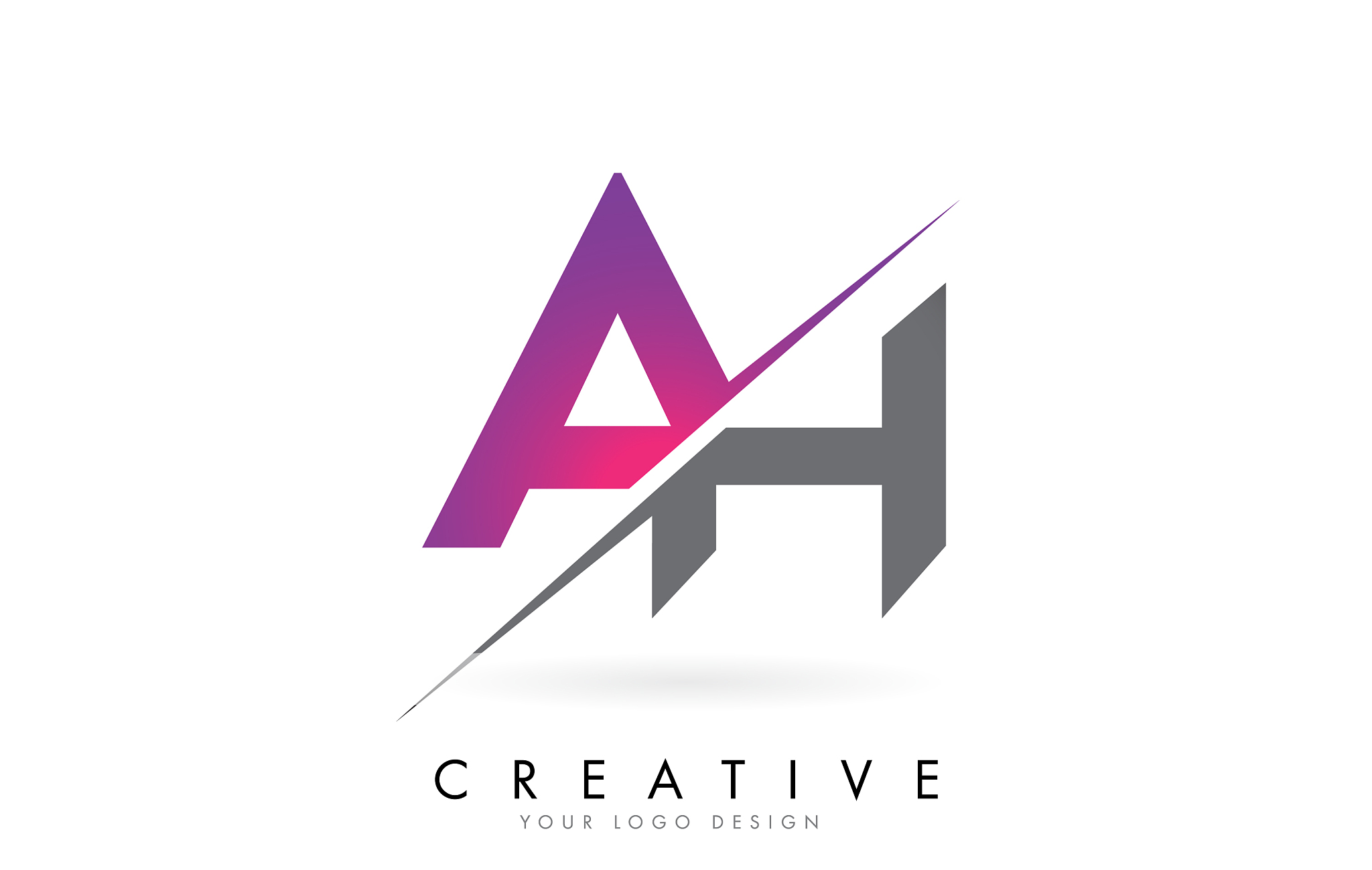 ah a h letter logo with colorblock design and