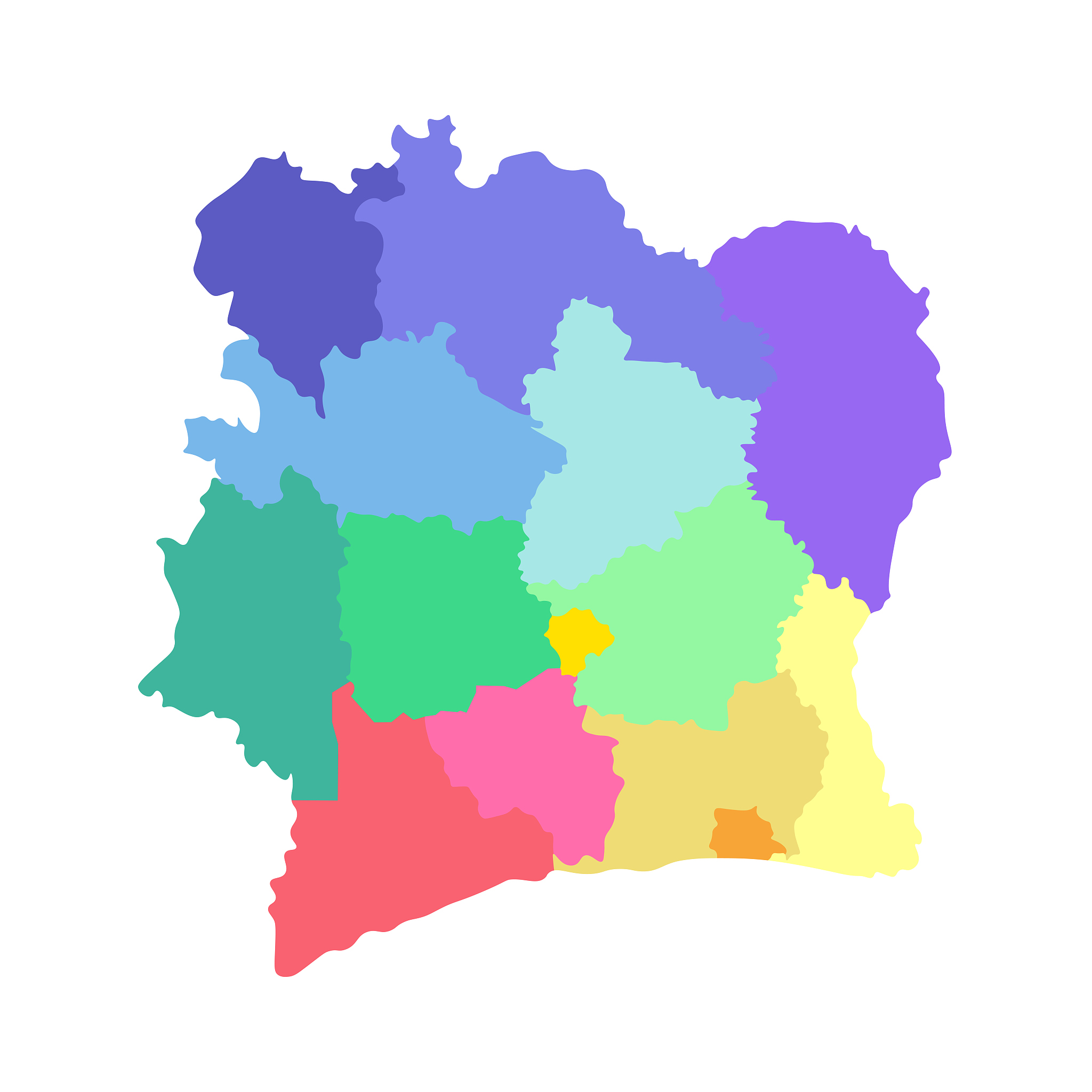 vector isolated illustration of simplified administrative map iv