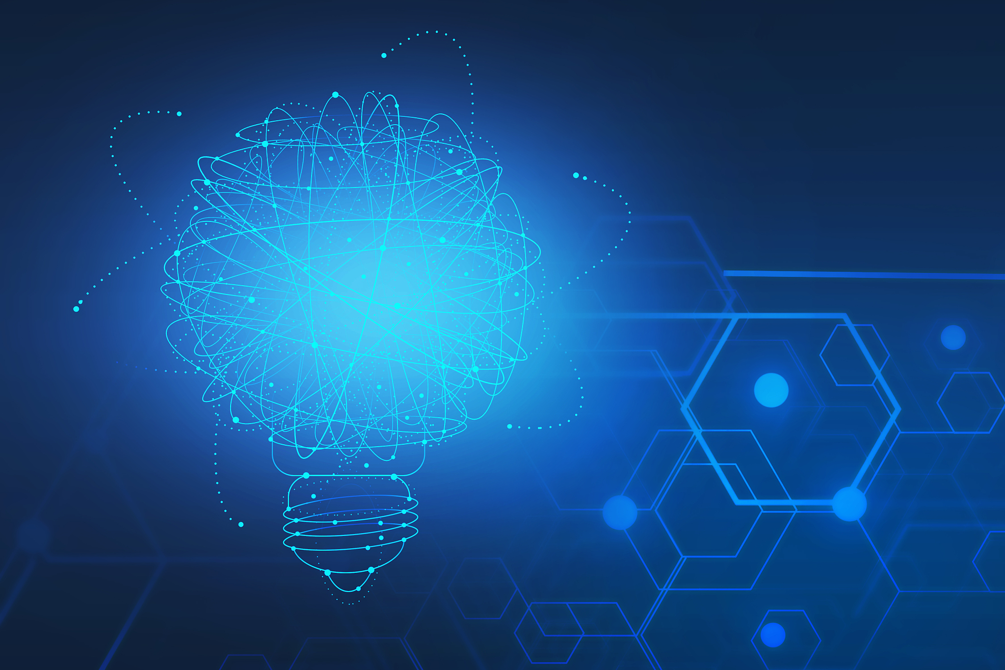 futuristic idea interface over blue