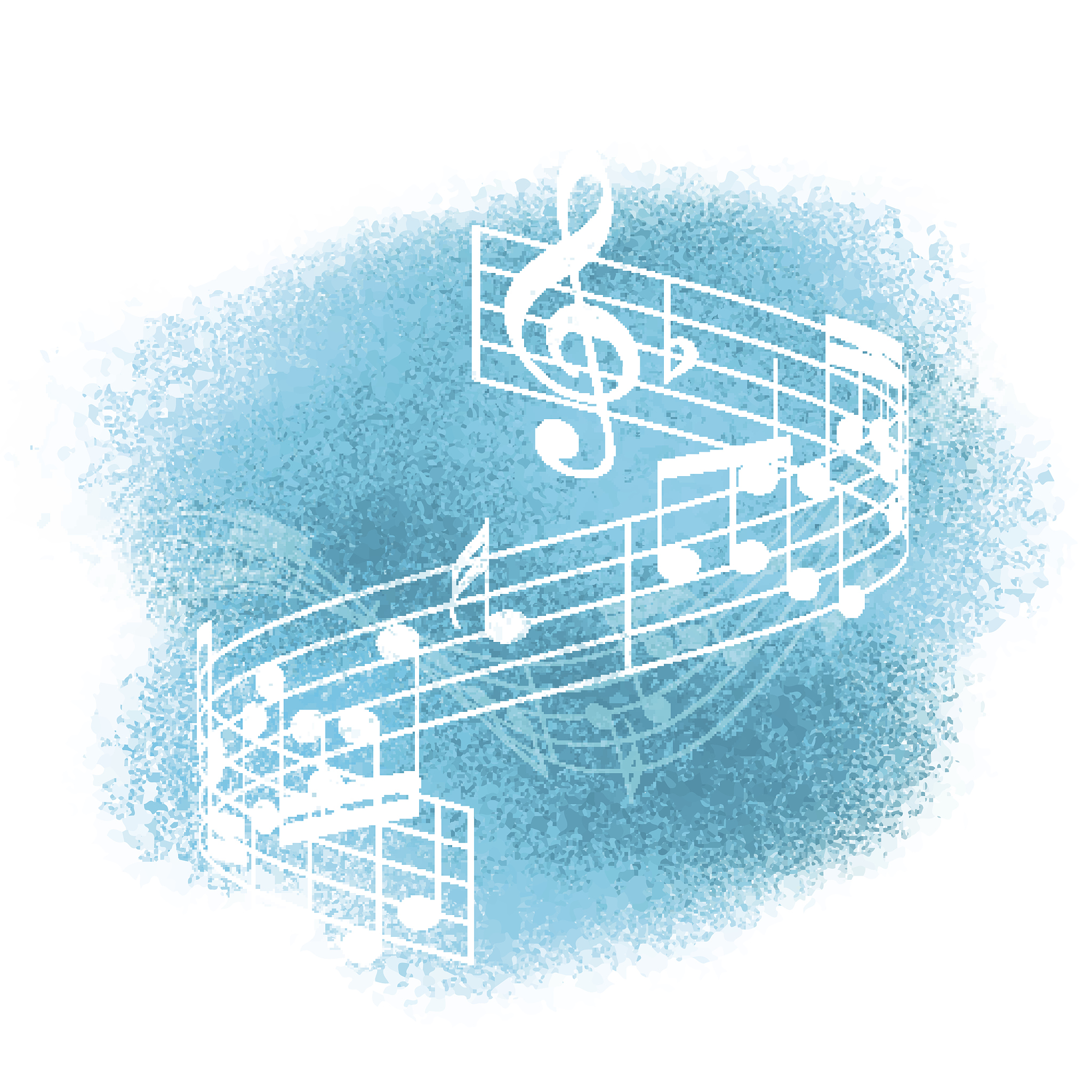 music notes on watercolour background