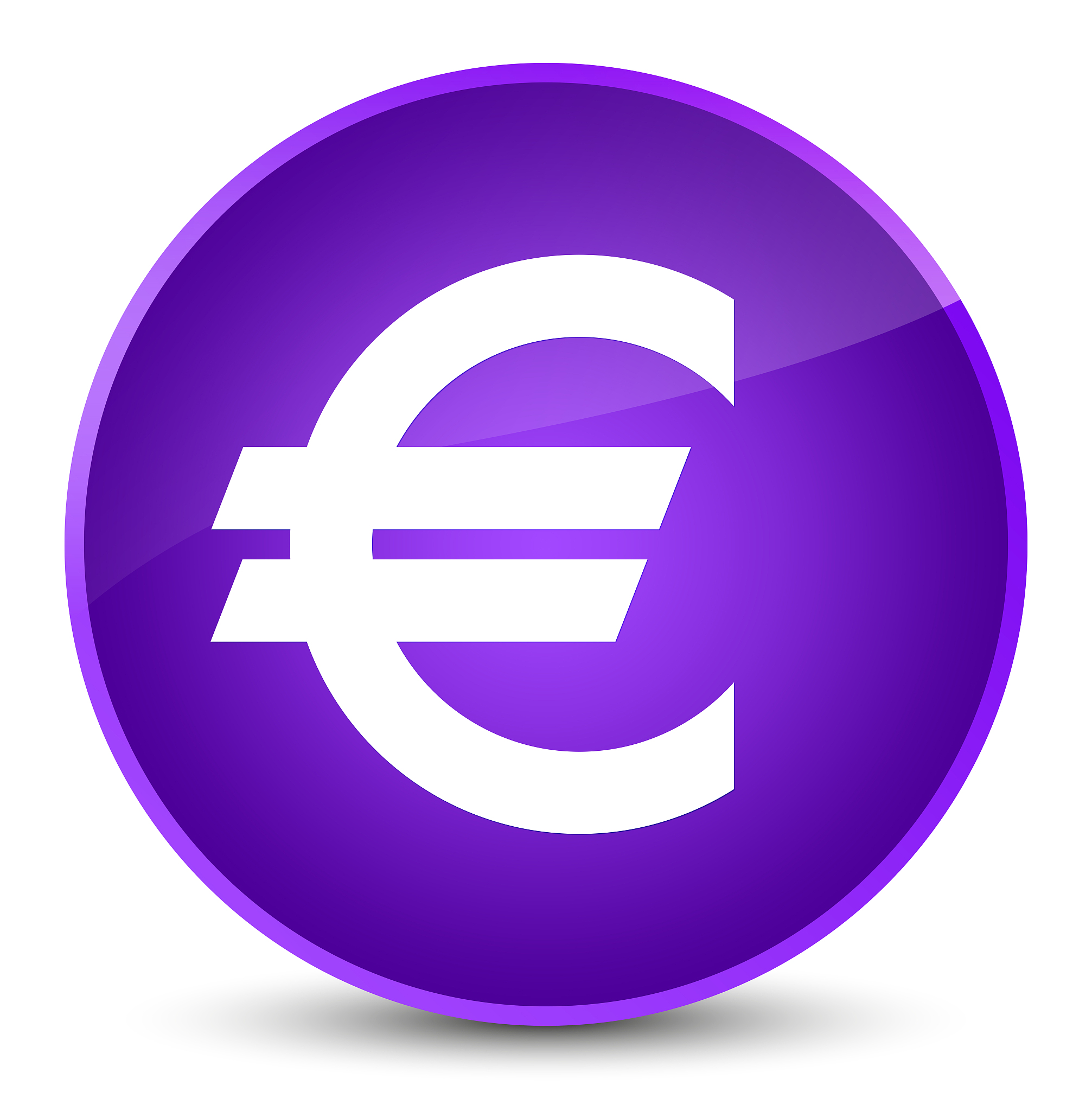 euro sign icon elegant purple round button