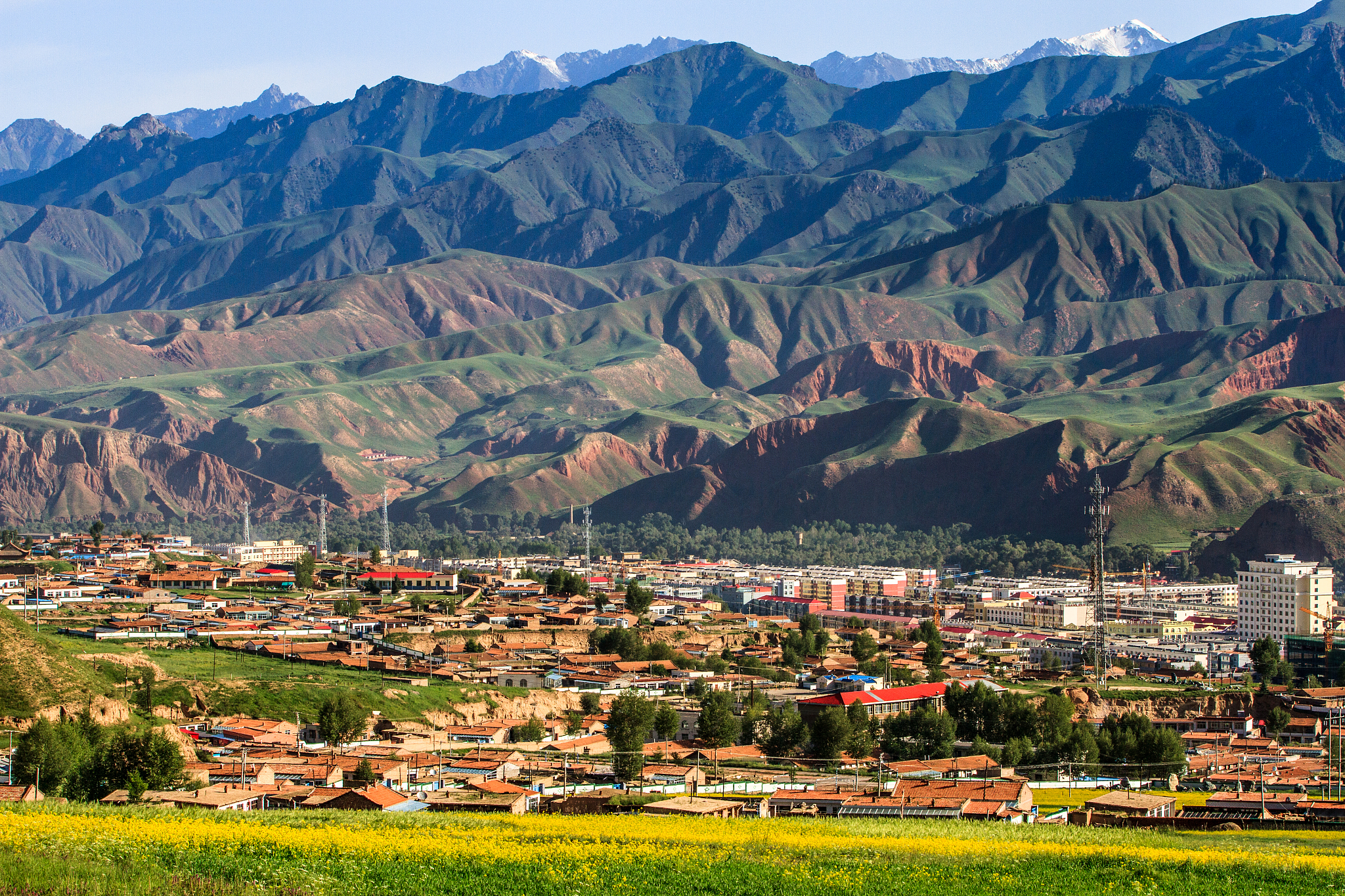 cityscape, qilian, qinghai china