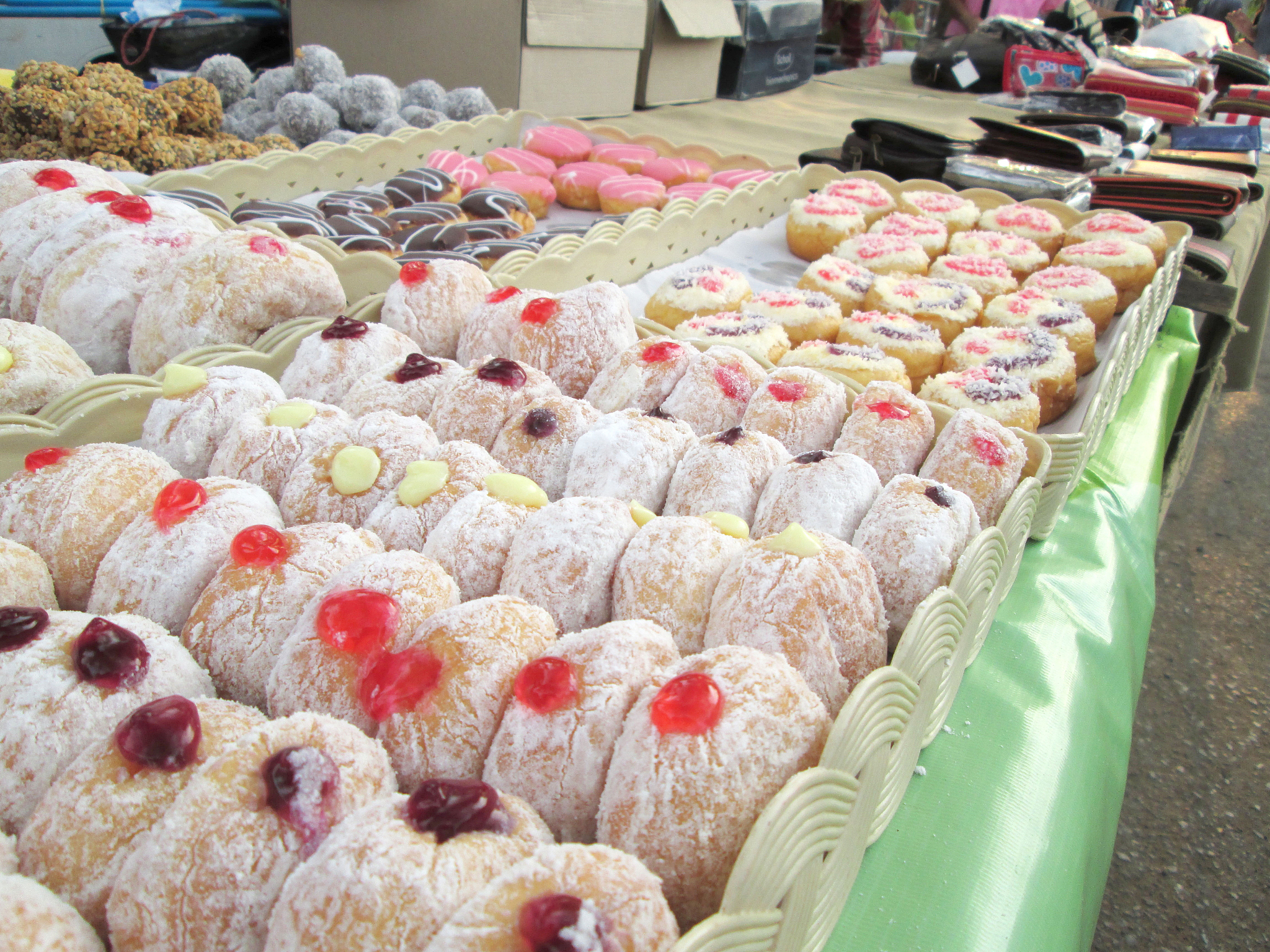 lot of donut and strawberry jam