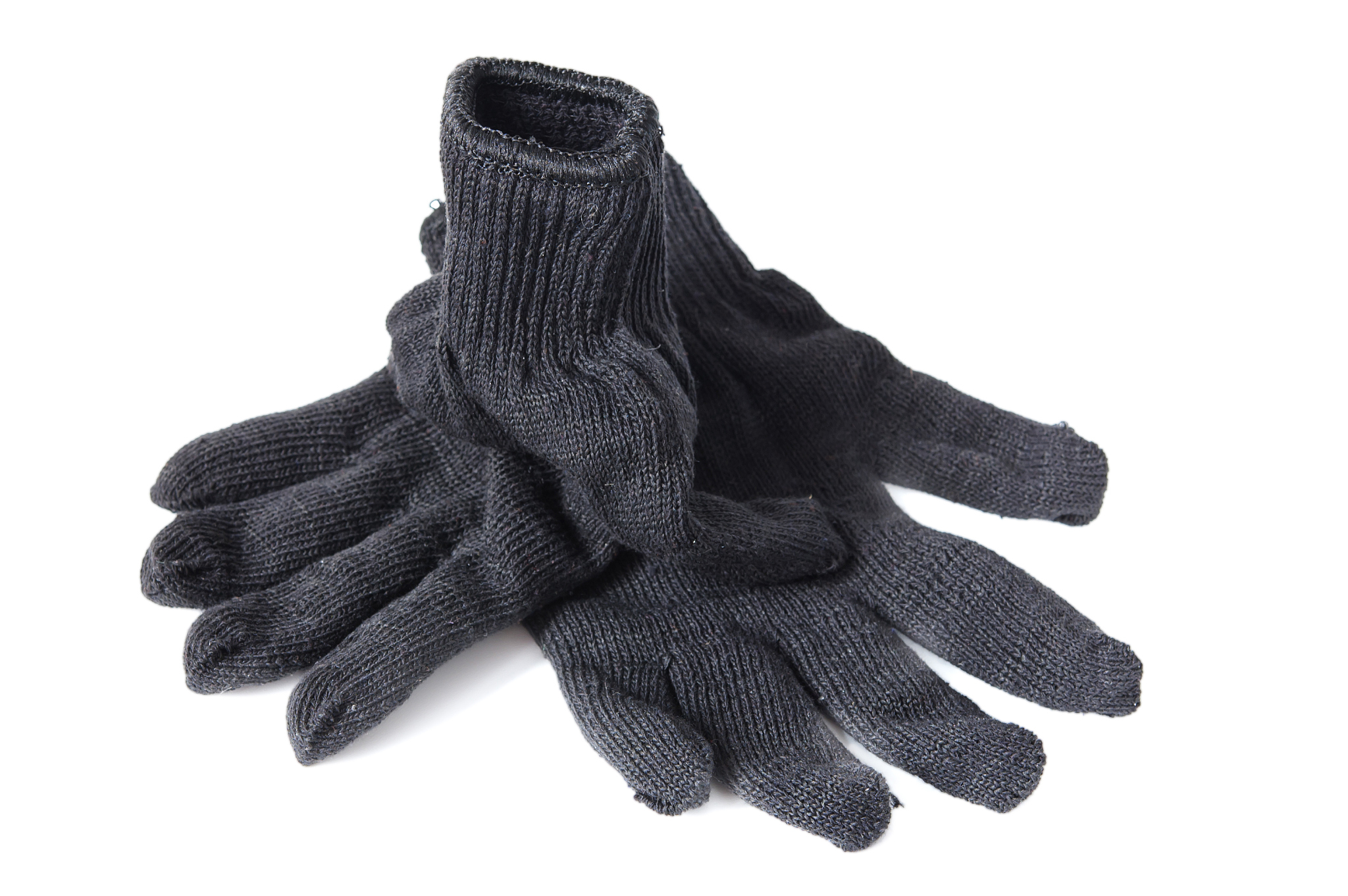 black textile working gloves