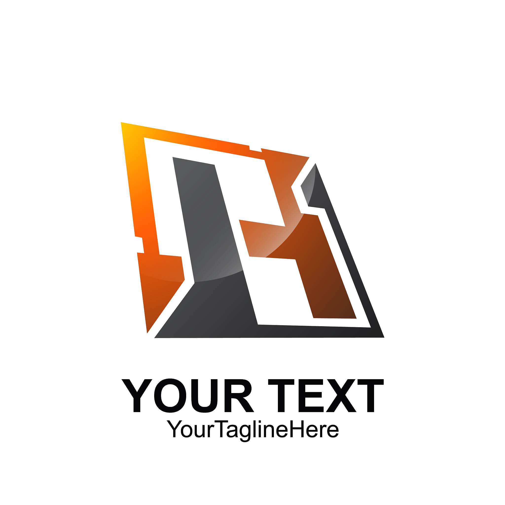 initial letter h logo template colored bronze