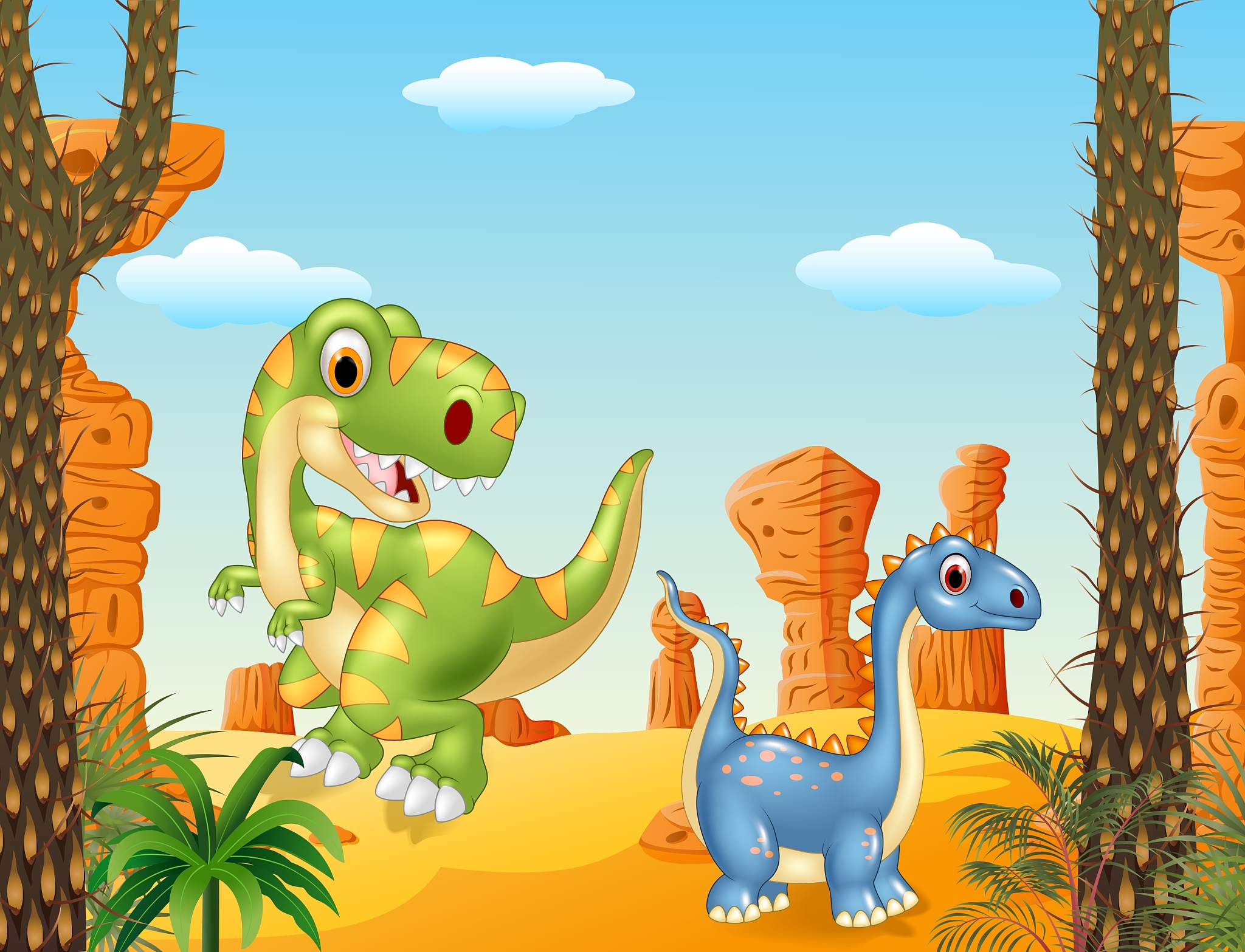 cute dinosaur posing in the desert background