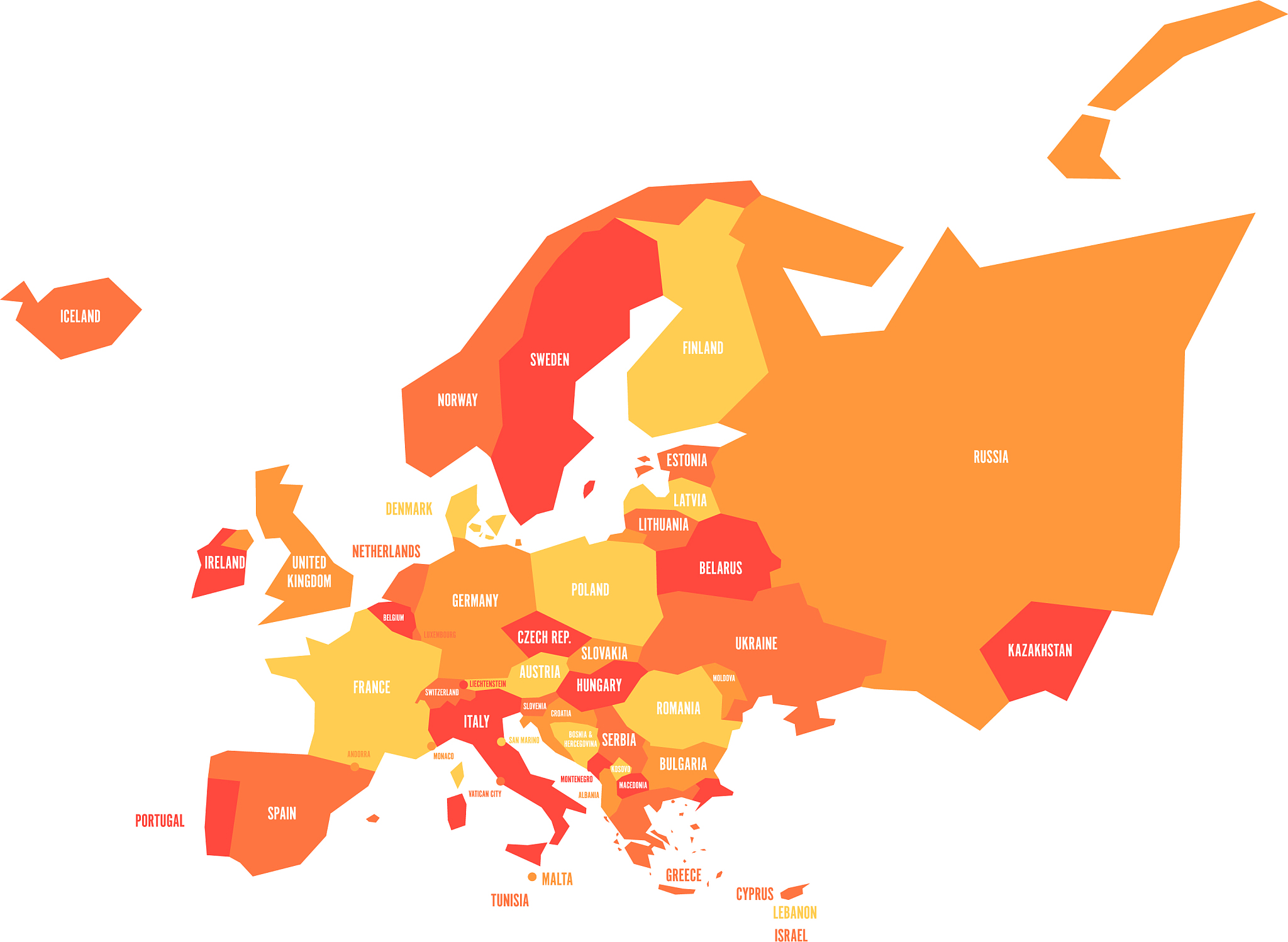 very simplified infographical political map of