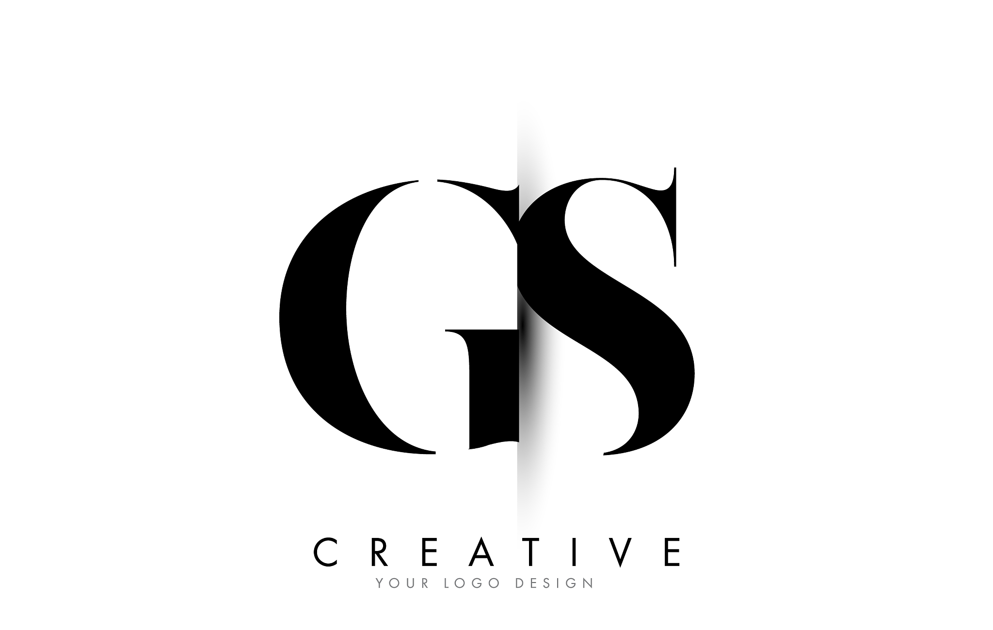 gs g s letter logo with creative shadow cut design