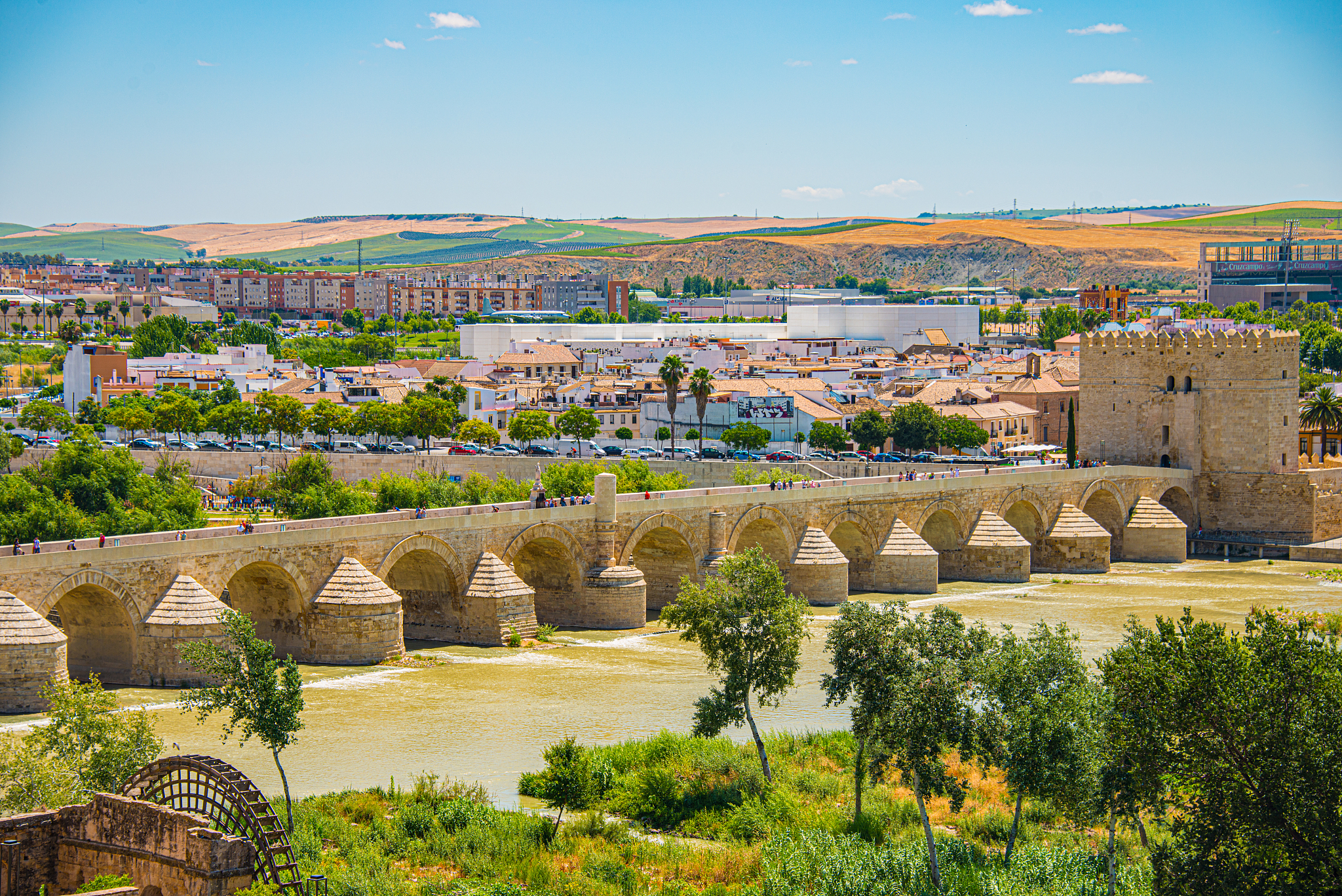 mosque-cathedral and roman bridge of cordoba, andalusia, spain