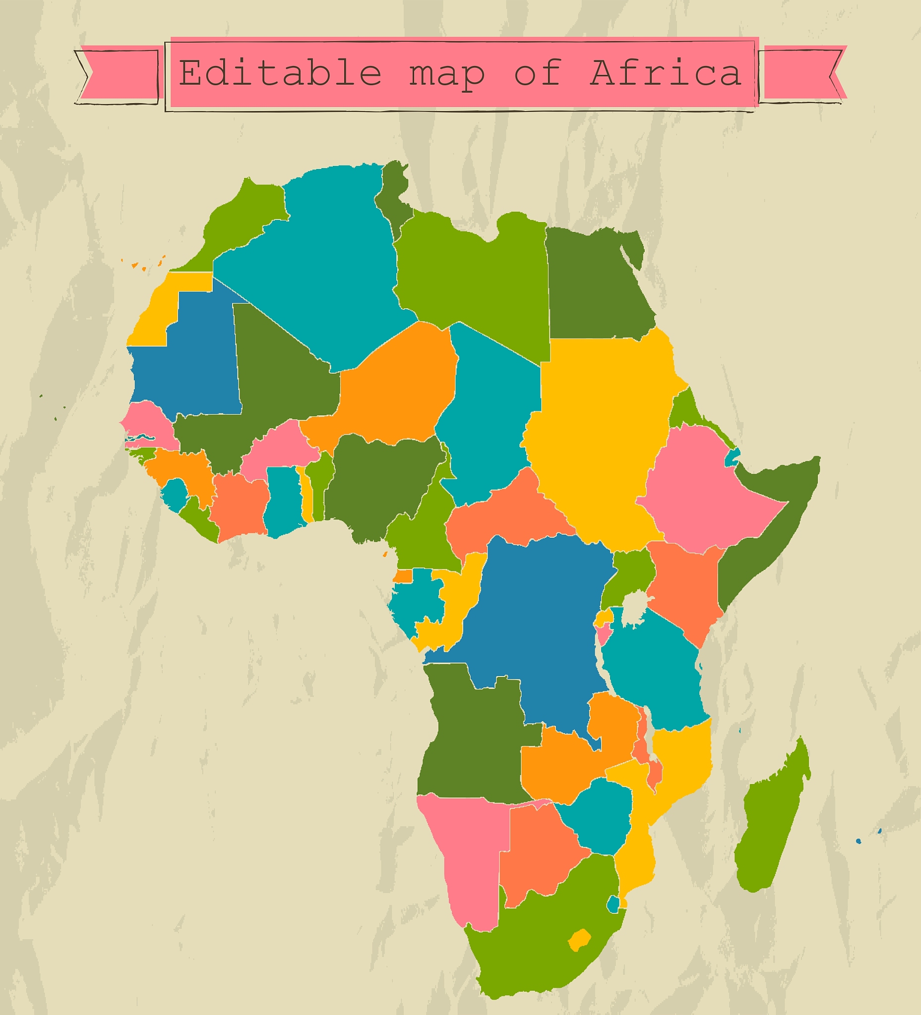 editable map of africa with all countries